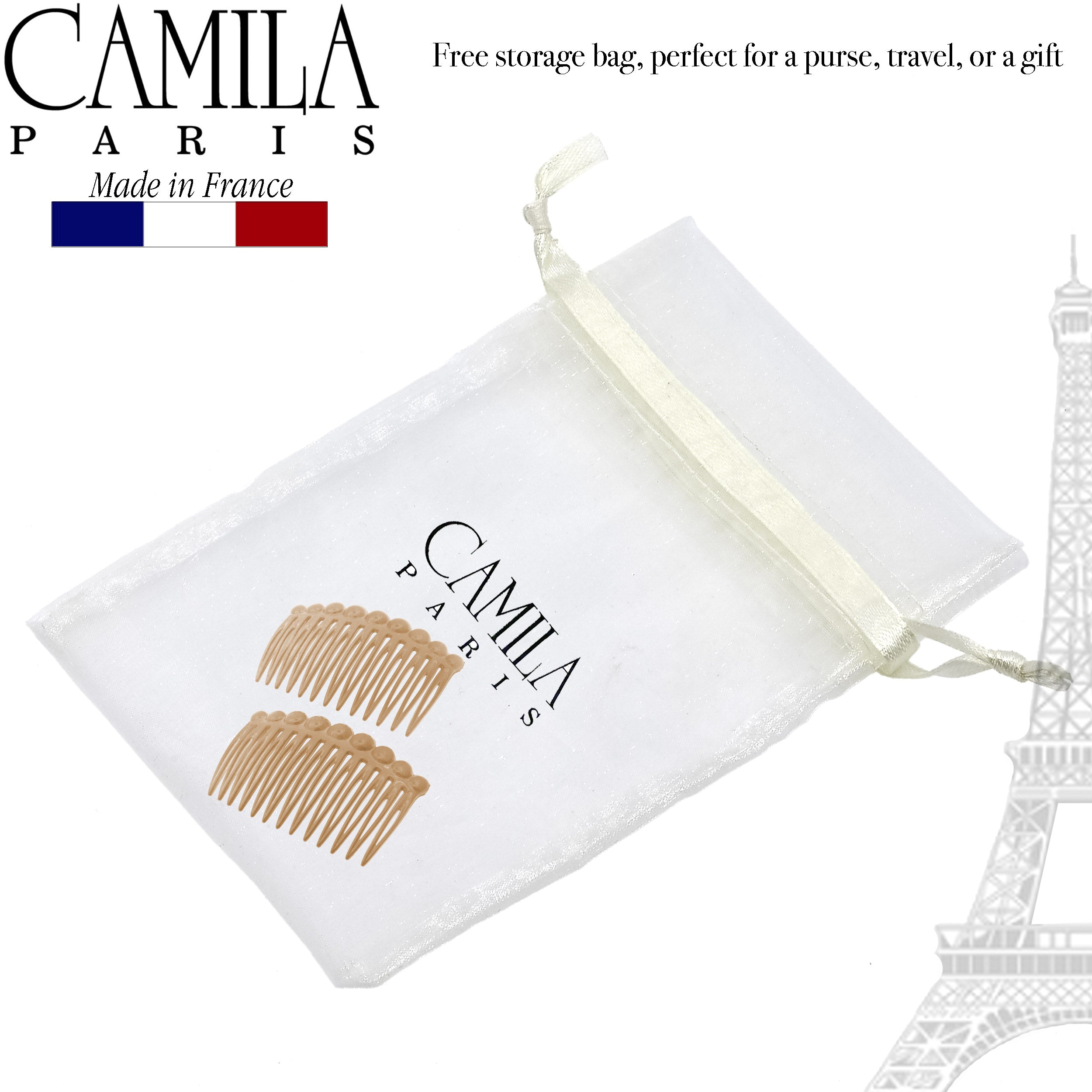 Camila Paris CP33-2 Tortoise Shell French Hair Side Comb for Women
