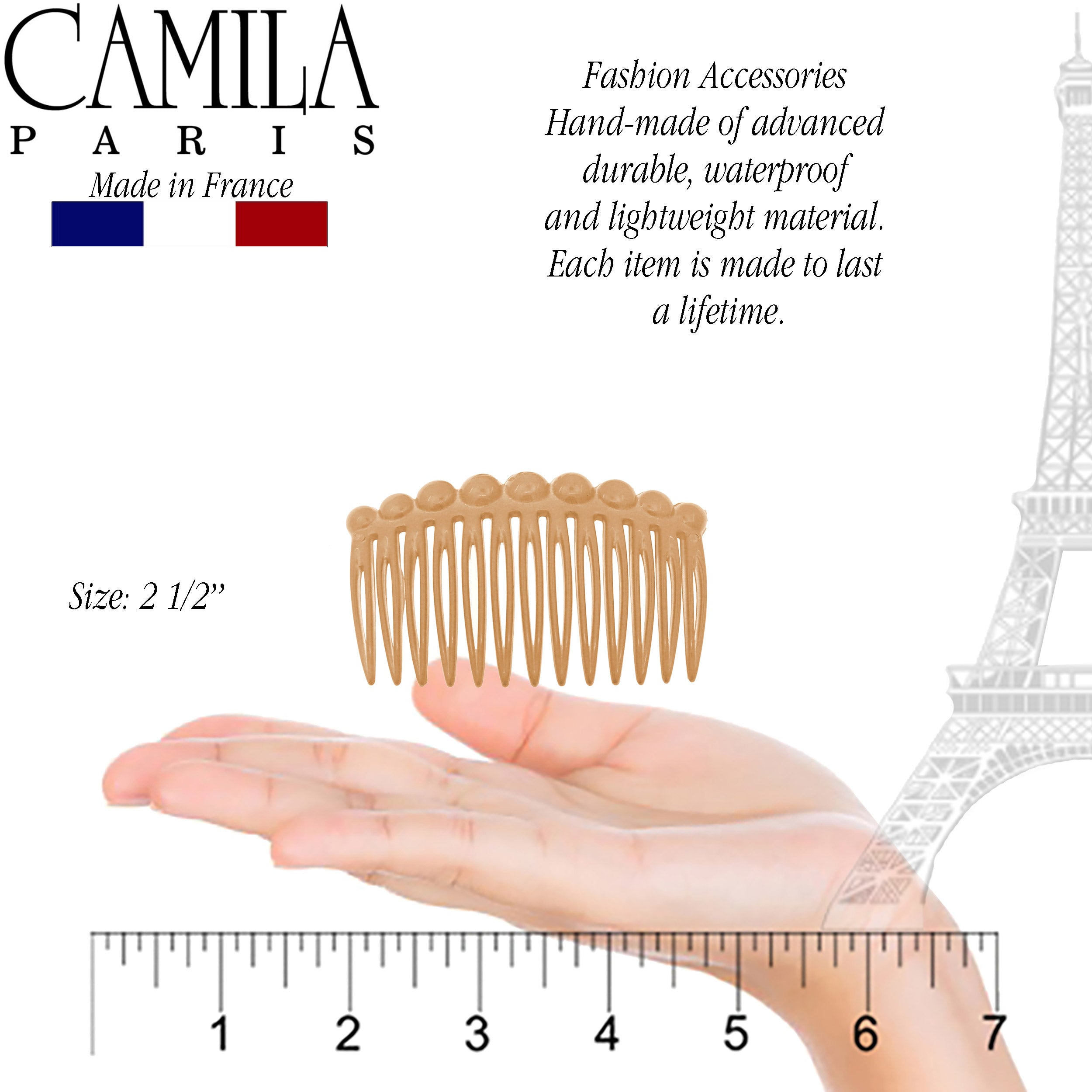 Camila Paris CP33-2 Tortoise Shell French Hair Side Comb for Women