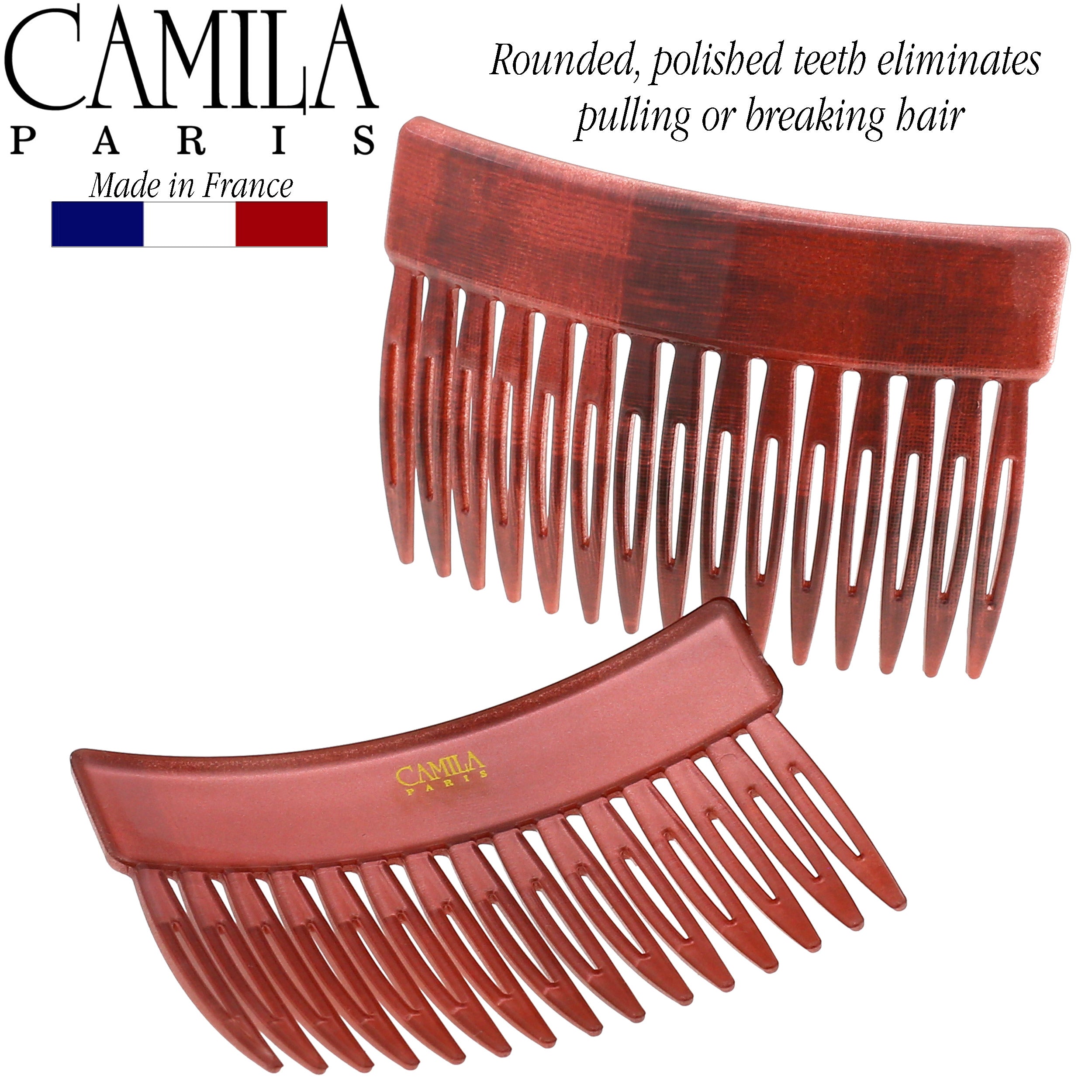 Camila Paris CP2943 Classic Brown French Hair Side Comb for Women