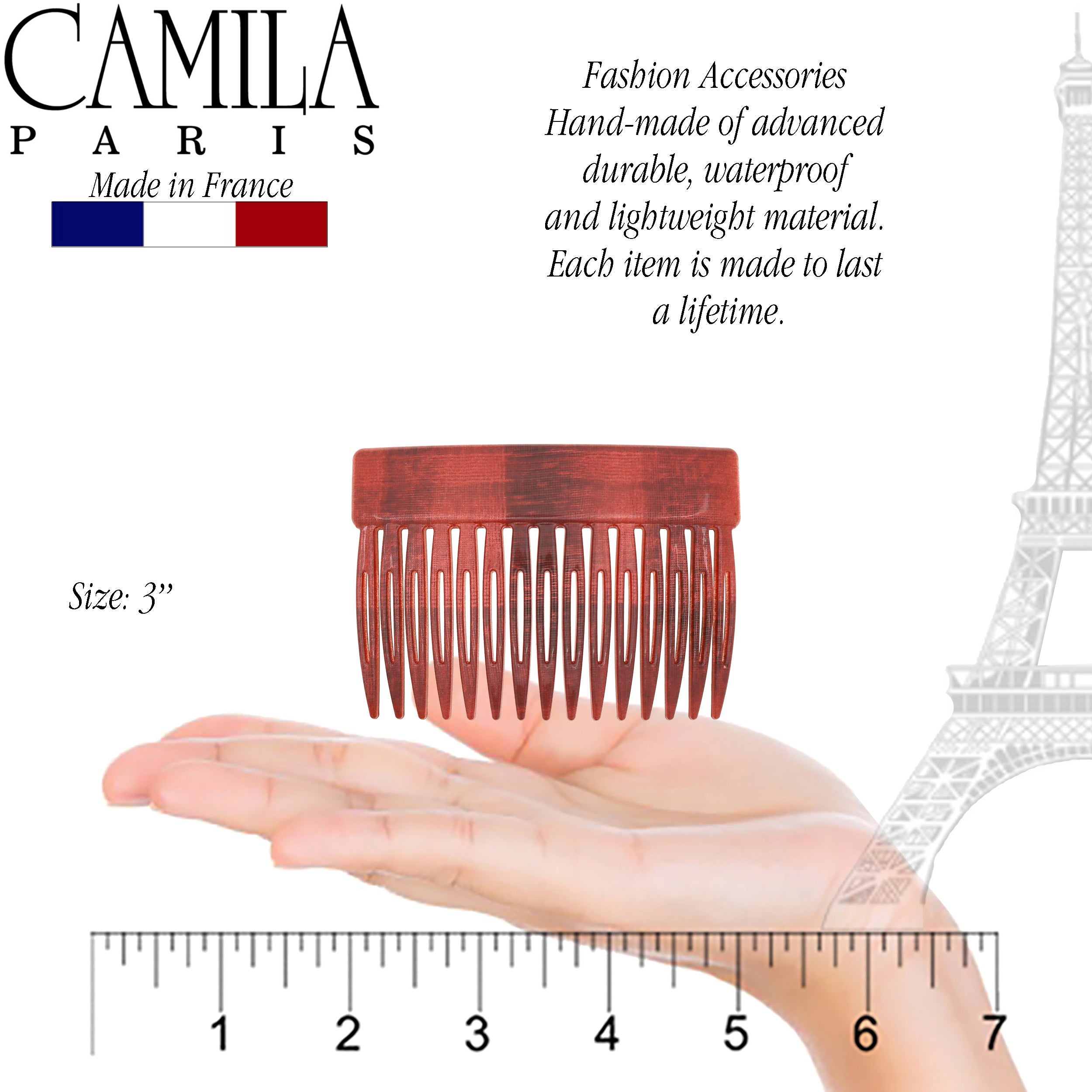 Camila Paris CP2943 Classic Brown French Hair Side Comb for Women