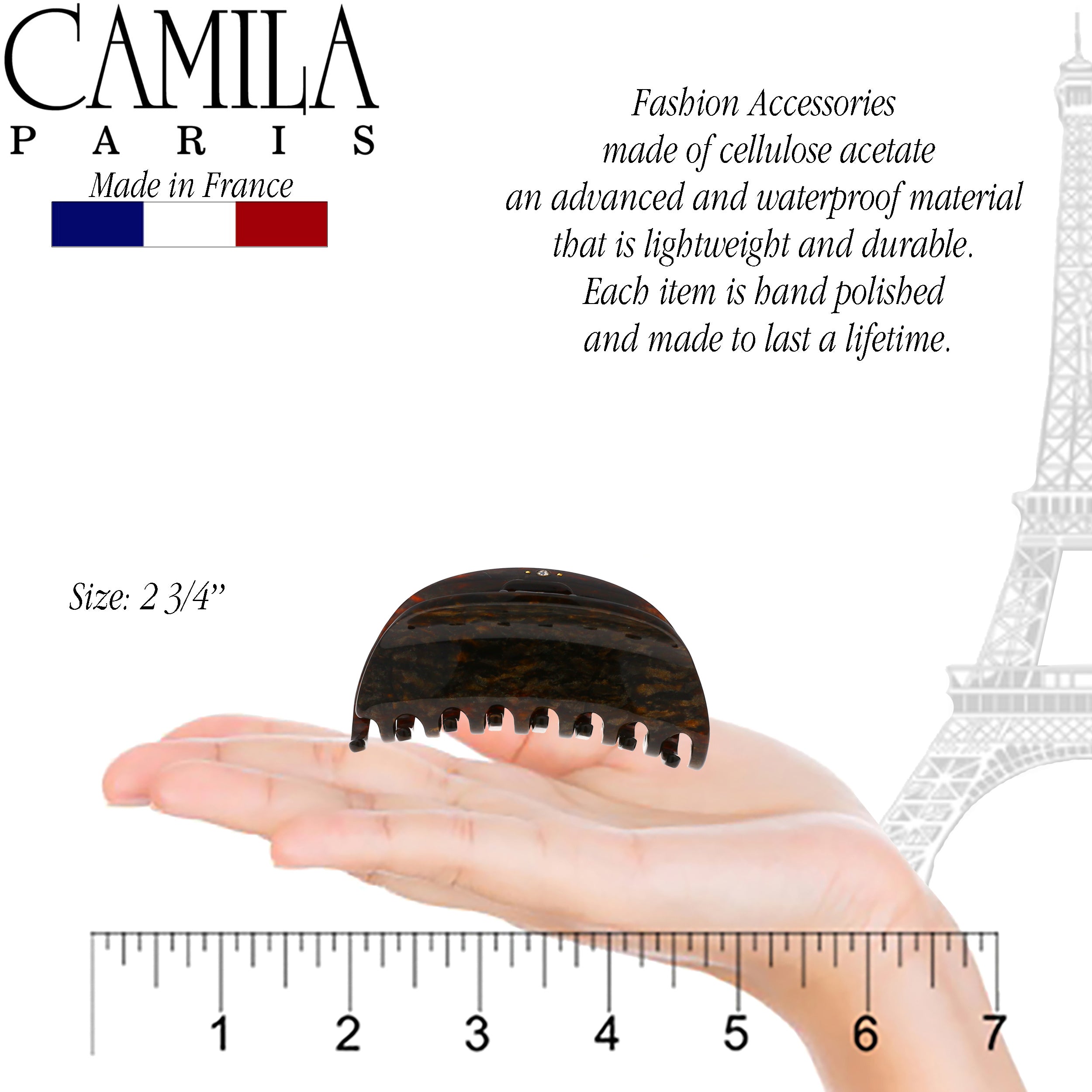 Camila Paris CP2958 Handmade Volume Grey Women's French Hair Clip Claw