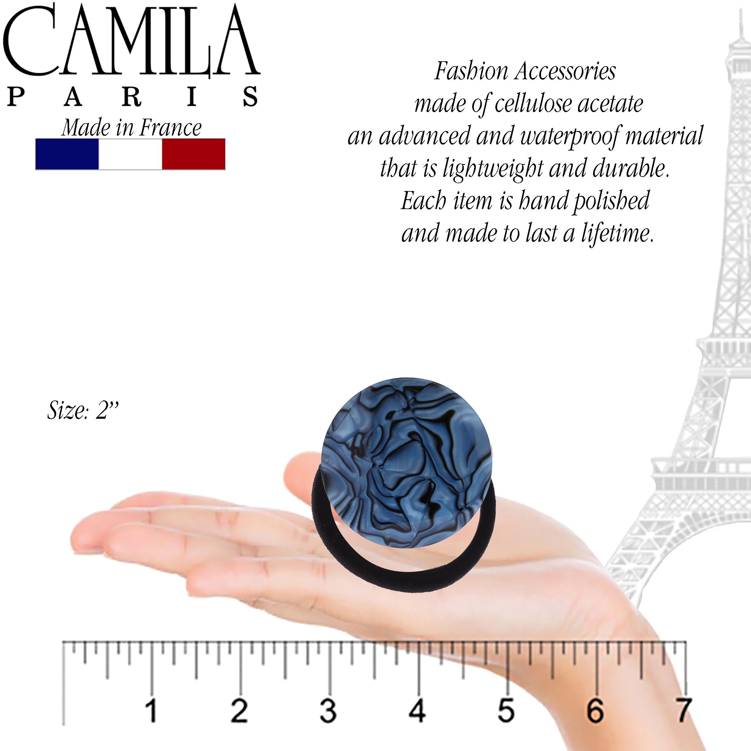 Camila Paris CP2962 Handmade Brown French Hair Ponytail Holder Ties