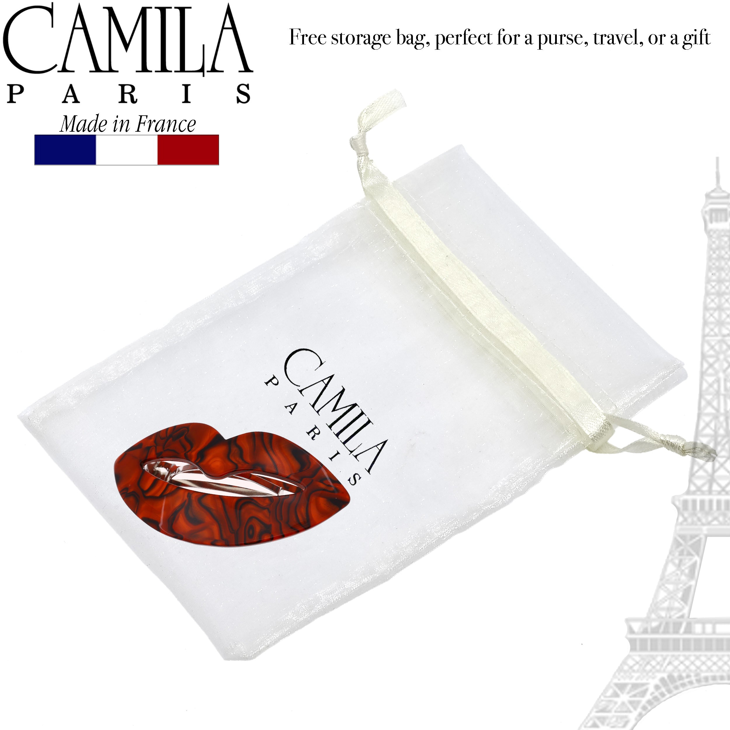 Camila Paris CP2969 French Hair Barrettes Clips for Girls, Handmade Kiss Brown