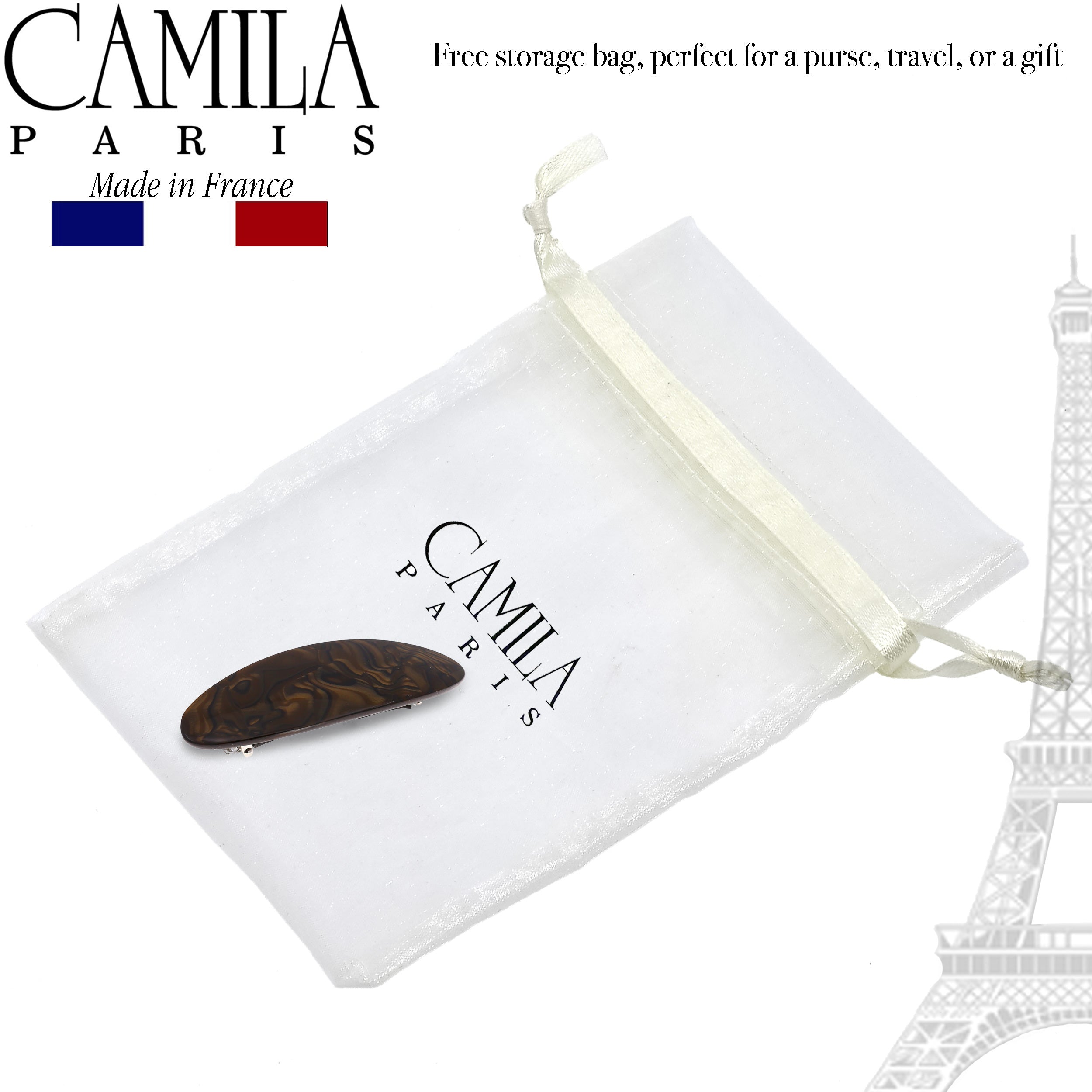 Camila Paris CP2983 French Hair Barrettes Clips Handmade Oval Brown