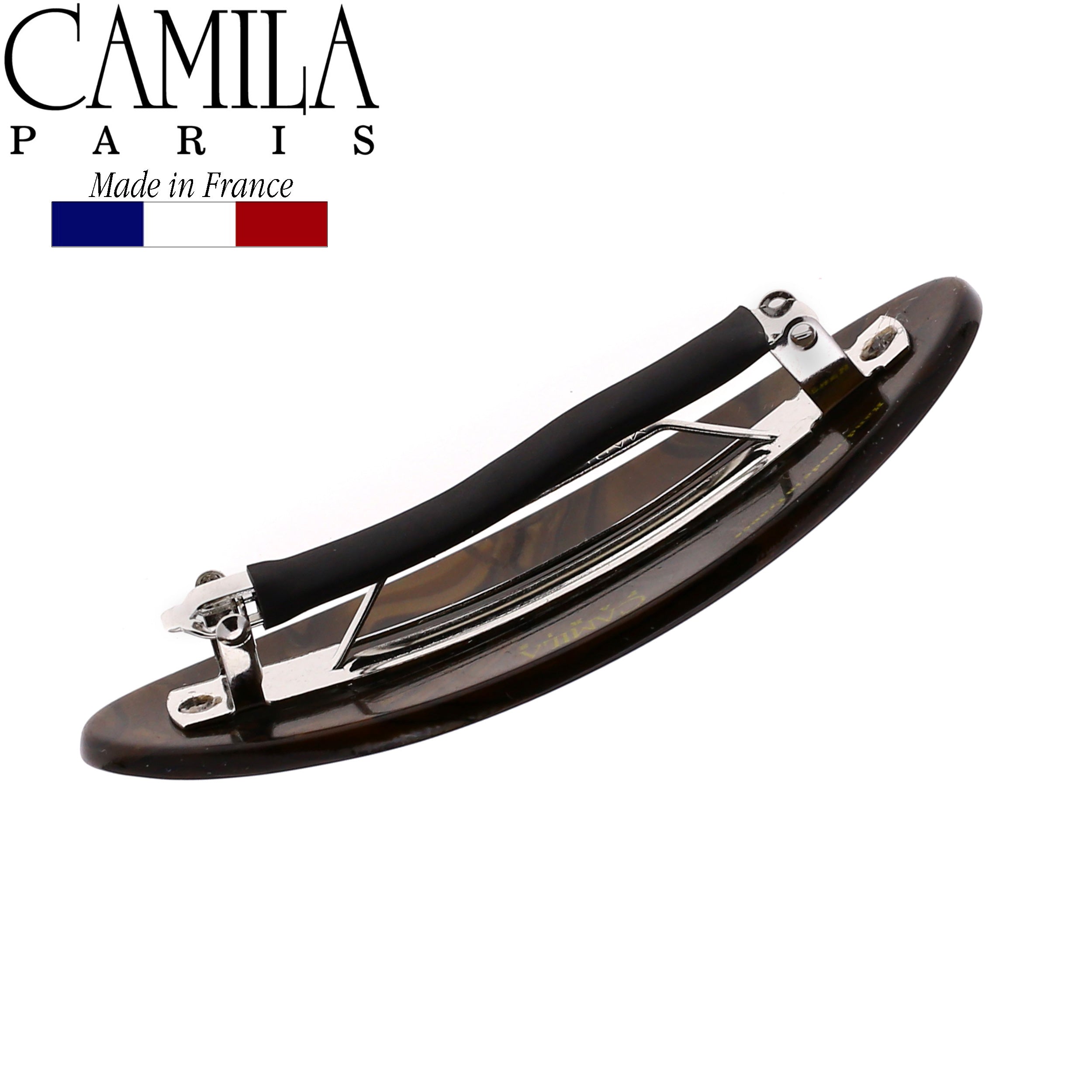 Camila Paris CP2983 French Hair Barrettes Clips Handmade Oval Brown