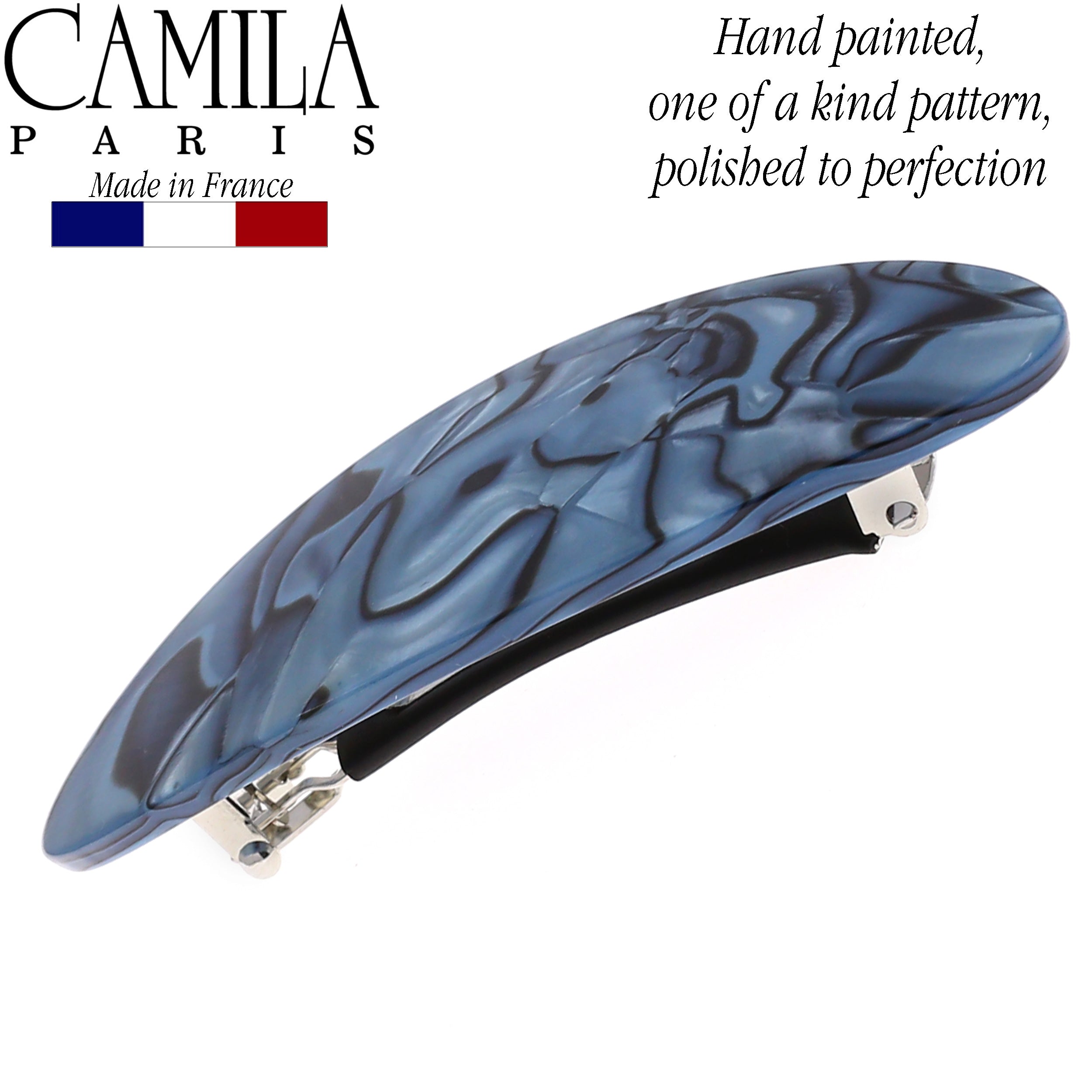 Camila Paris CP2983 French Hair Barrettes Clips Handmade Oval Brown
