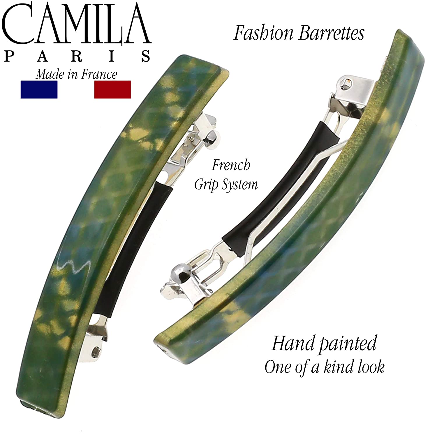Camila Paris Hair Barrettes Skinny Rectangle No-Slip Pair