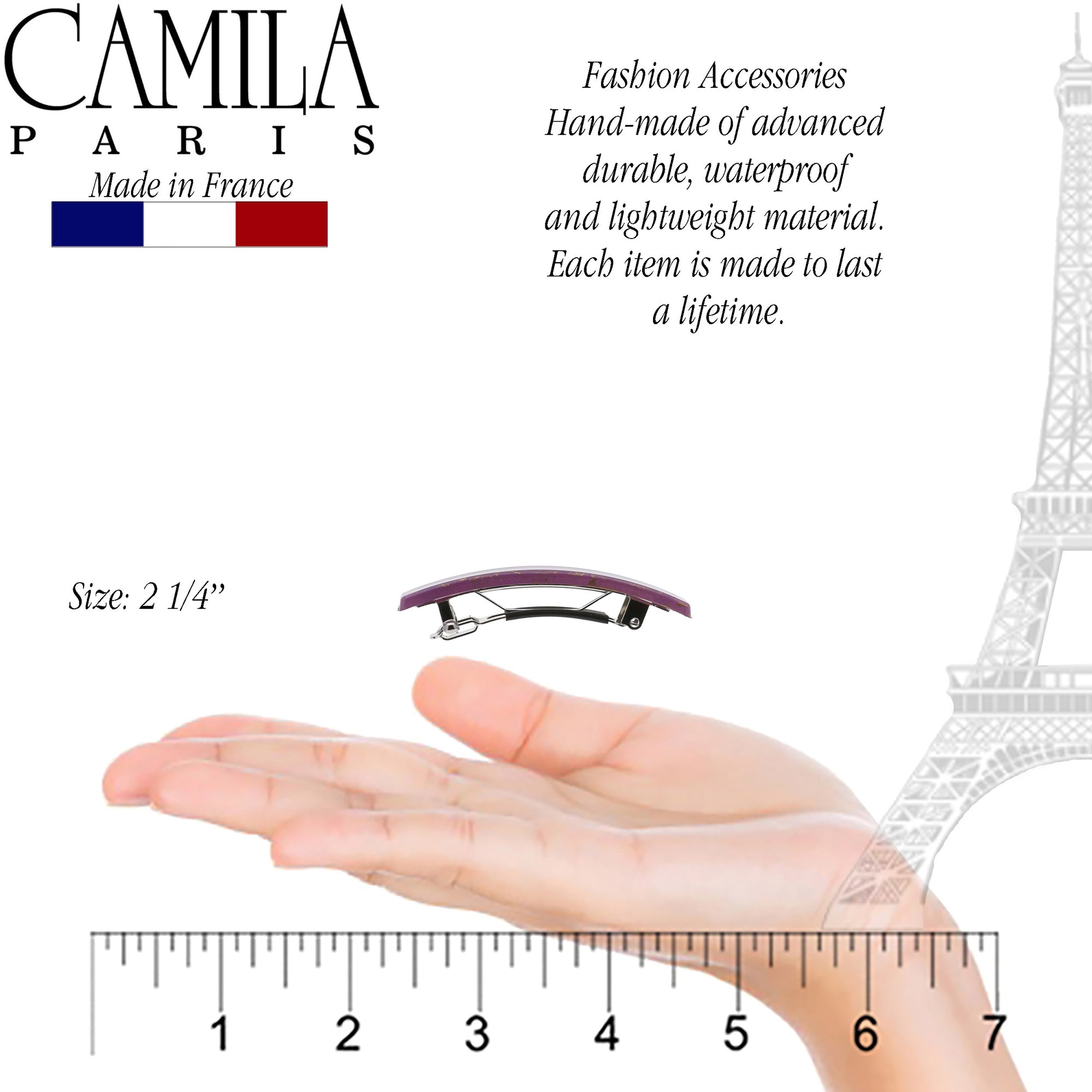 Camila Paris AD1-2 Tortoise French Hair Barrette Automatic Clasp