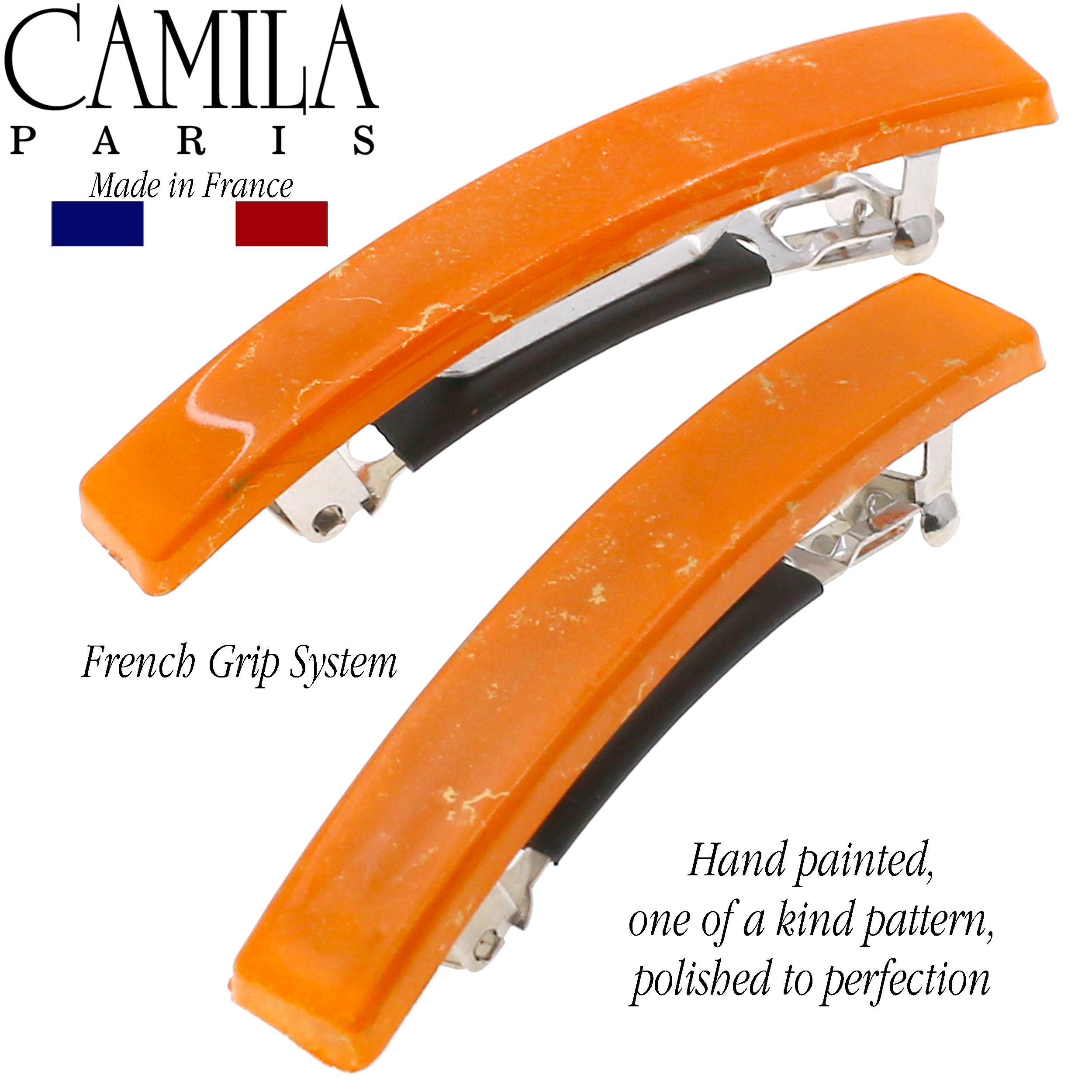 Camila Paris AD1-2 Tortoise French Hair Barrette Automatic Clasp