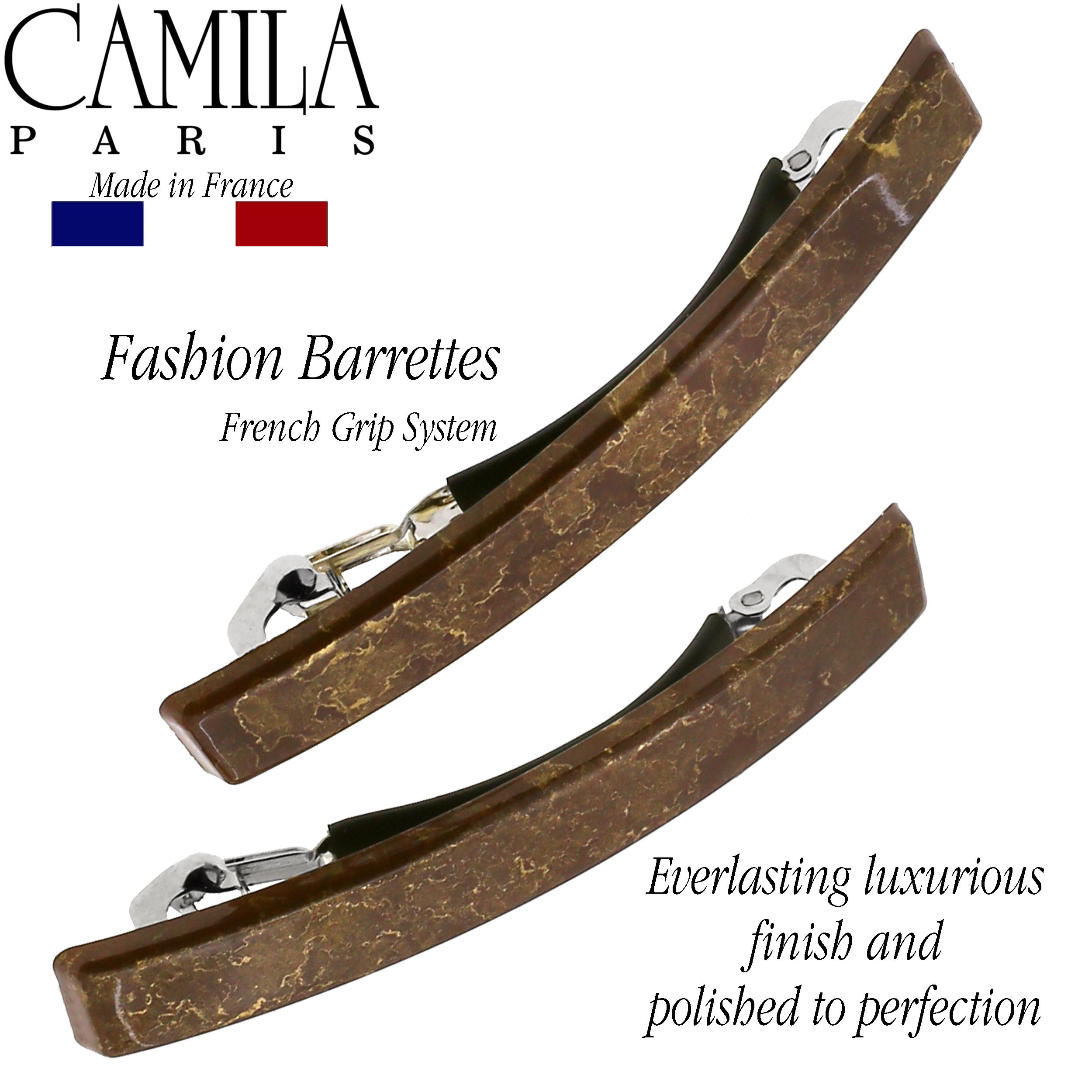 Camila Paris AD1-2 Tortoise French Hair Barrette Automatic Clasp