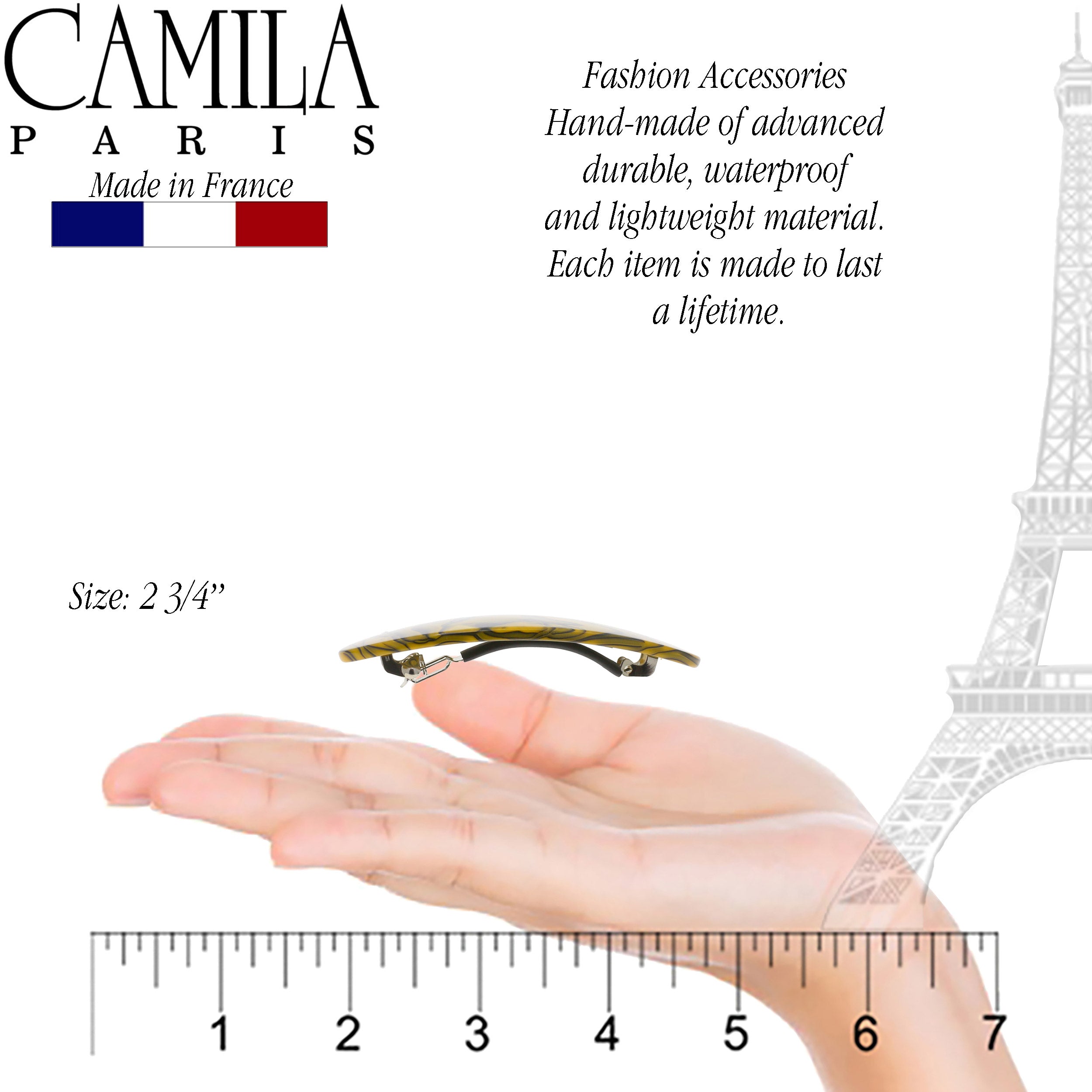 Camila Paris CP2983 French Hair Barrettes Clips Handmade Oval Brown