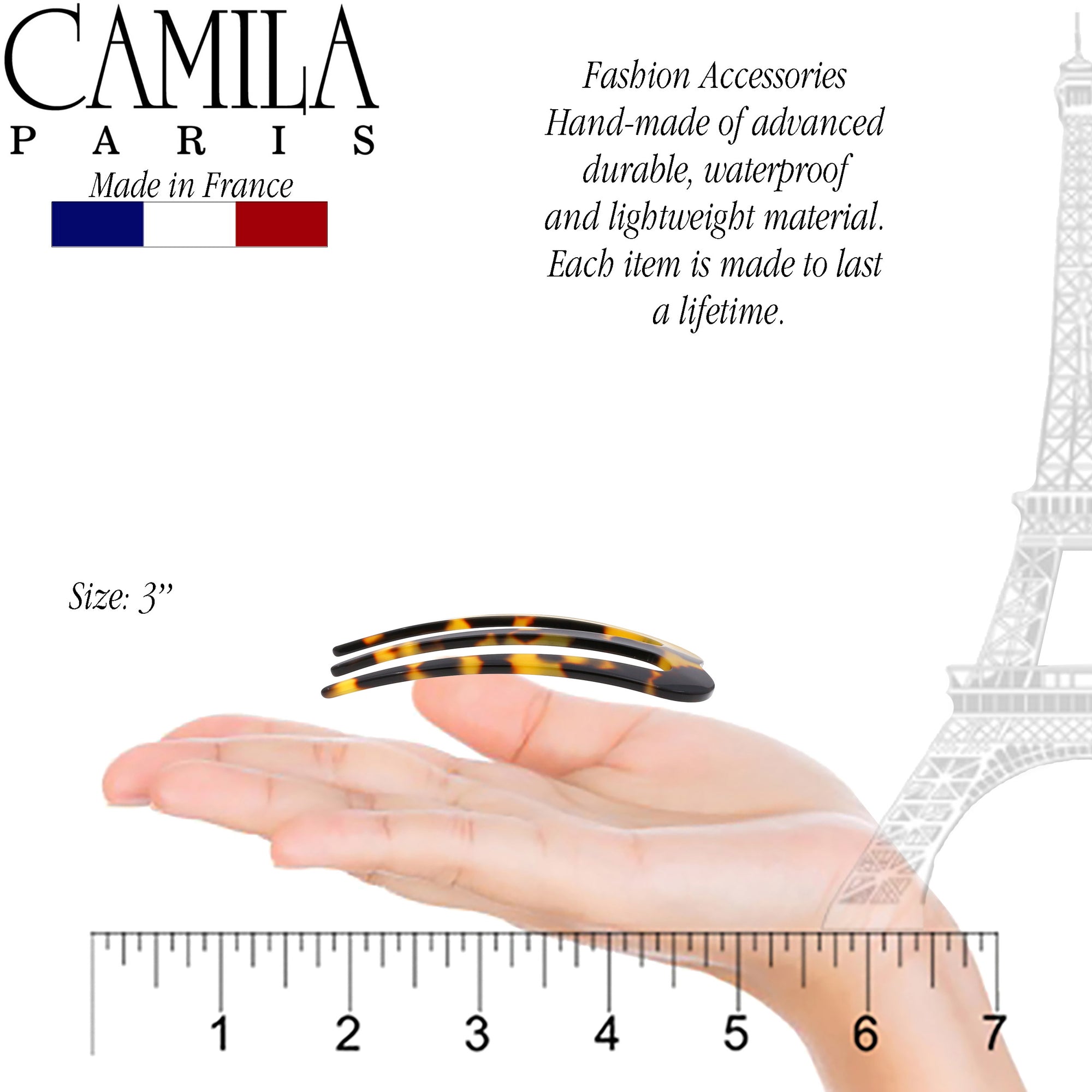 Camila Paris Hair Sticks 3 Prong Curved - 3"