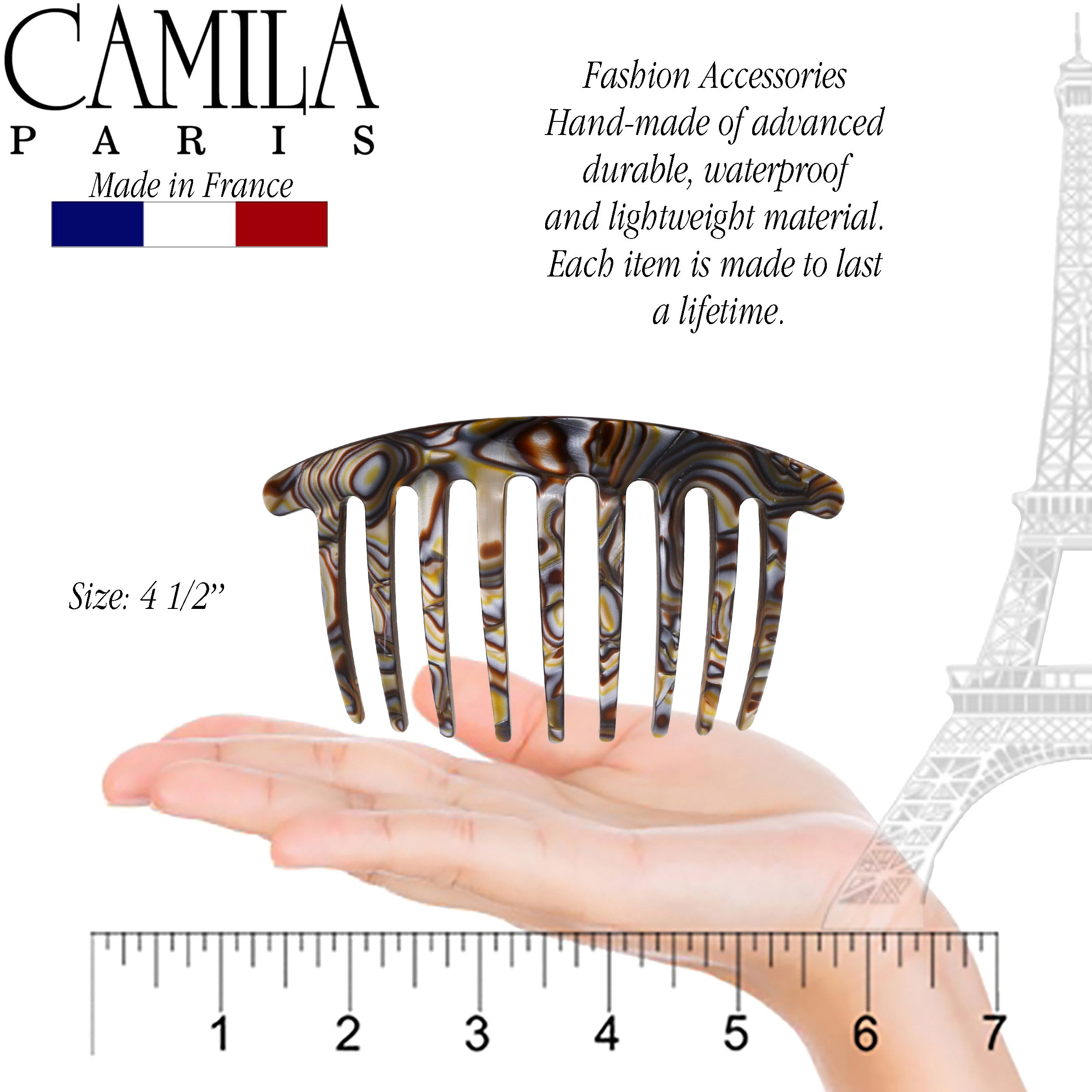 Camila Paris Hair Side Combs Large Handmade Rounded
