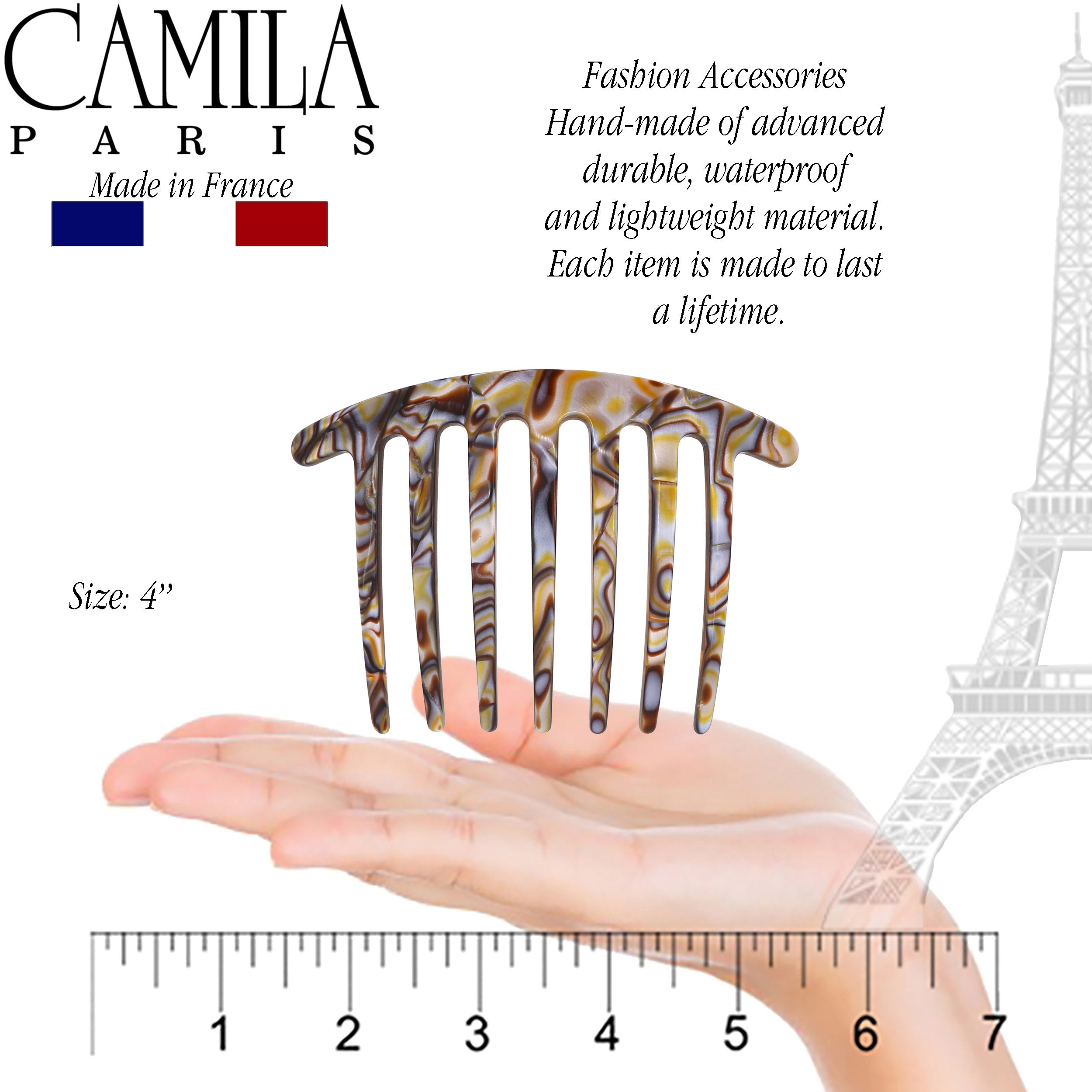 Camila Paris Hair Side Combs Large Handmade Rounded
