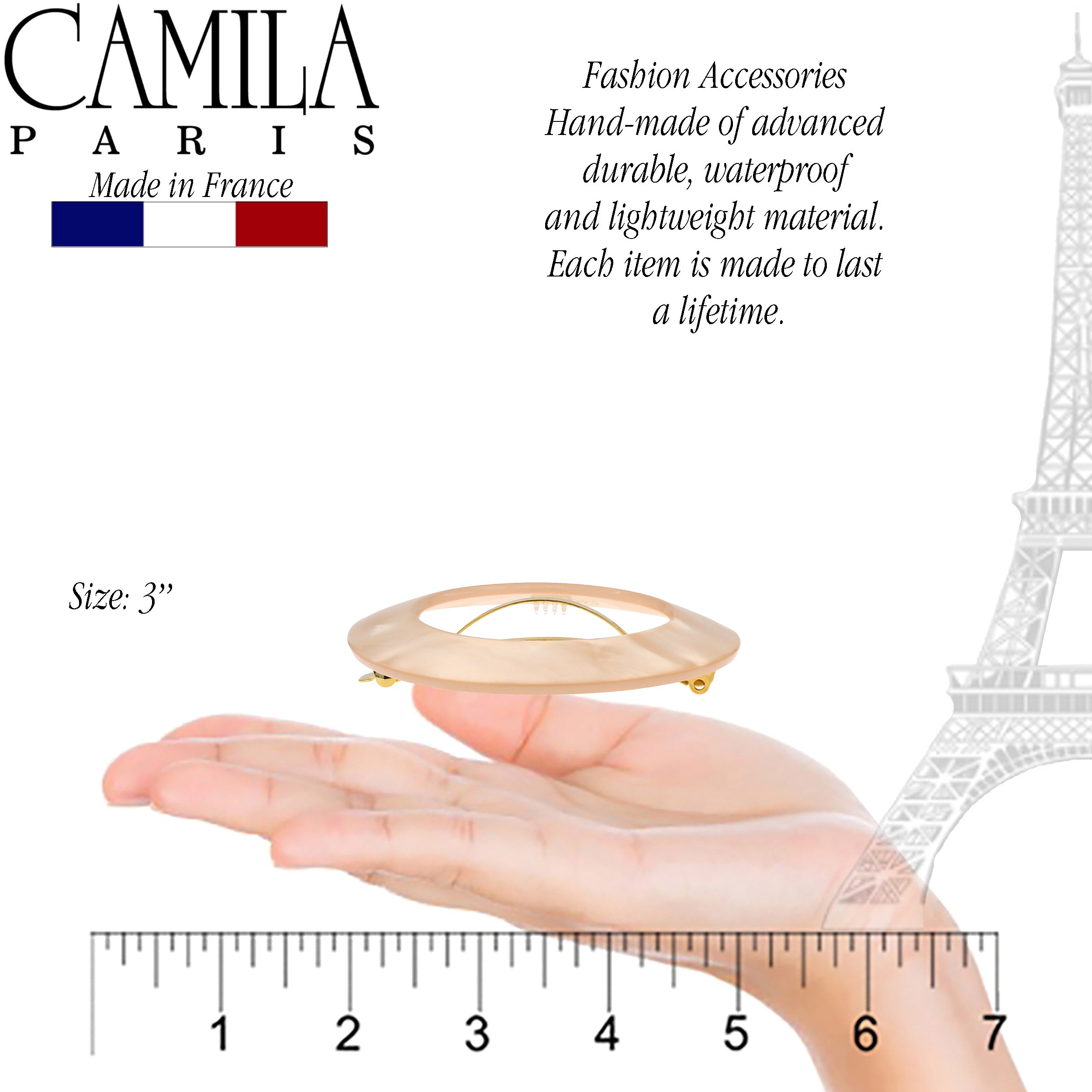 Camila Paris Handmade Automatic Round Halo Hair Barrette