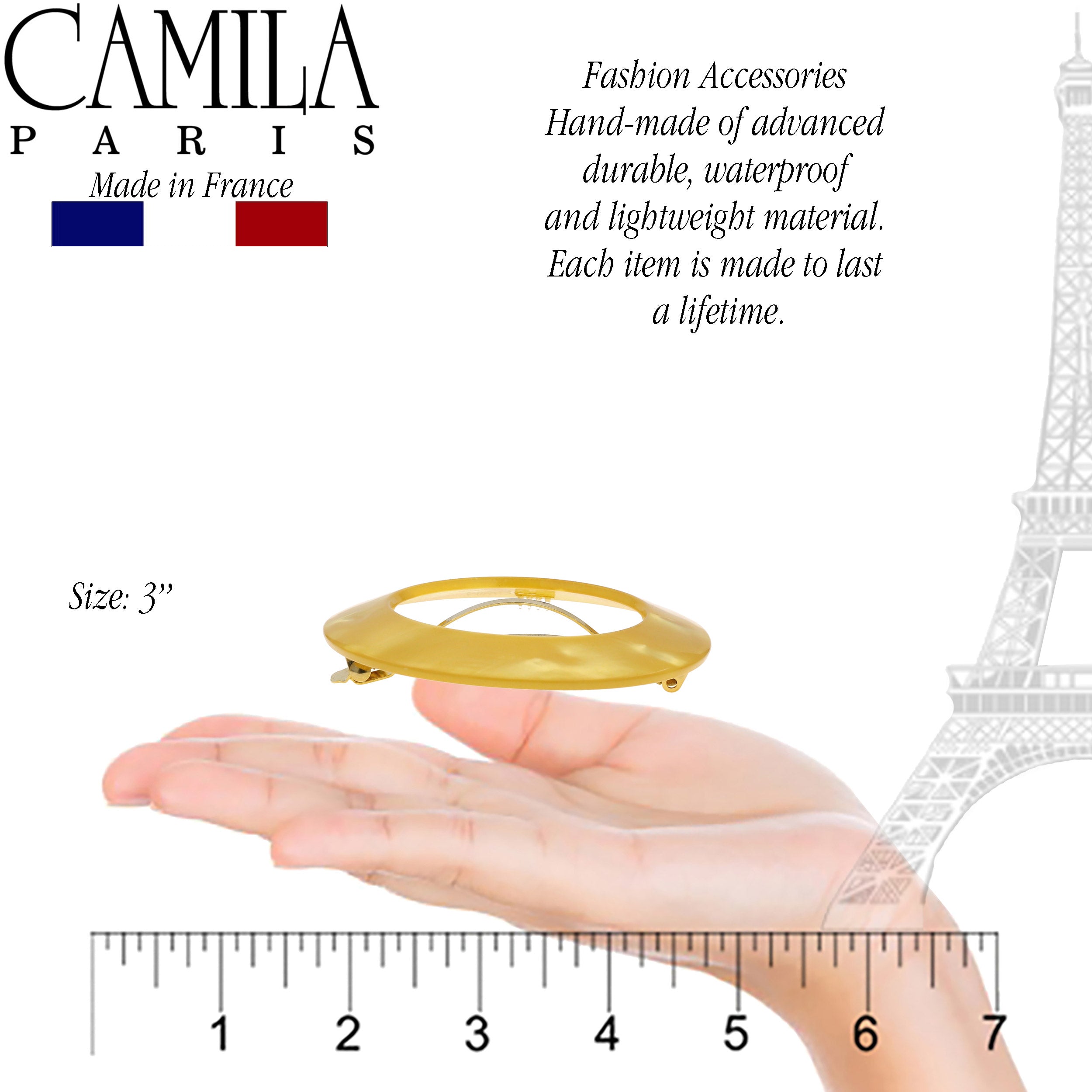 Camila Paris Handmade Automatic Round Halo Hair Barrette