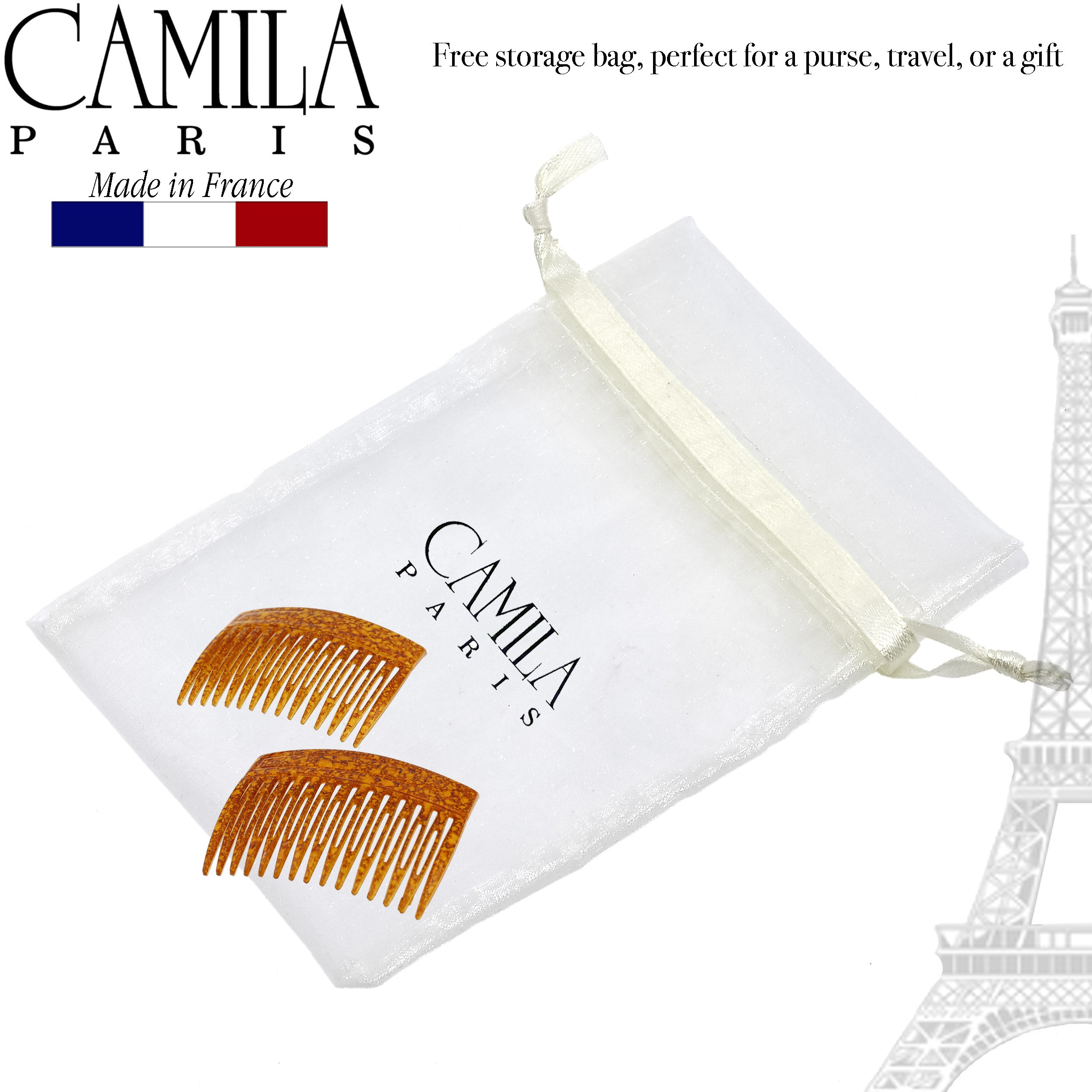 Camila Paris CP2943 Classic Brown French Hair Side Comb for Women