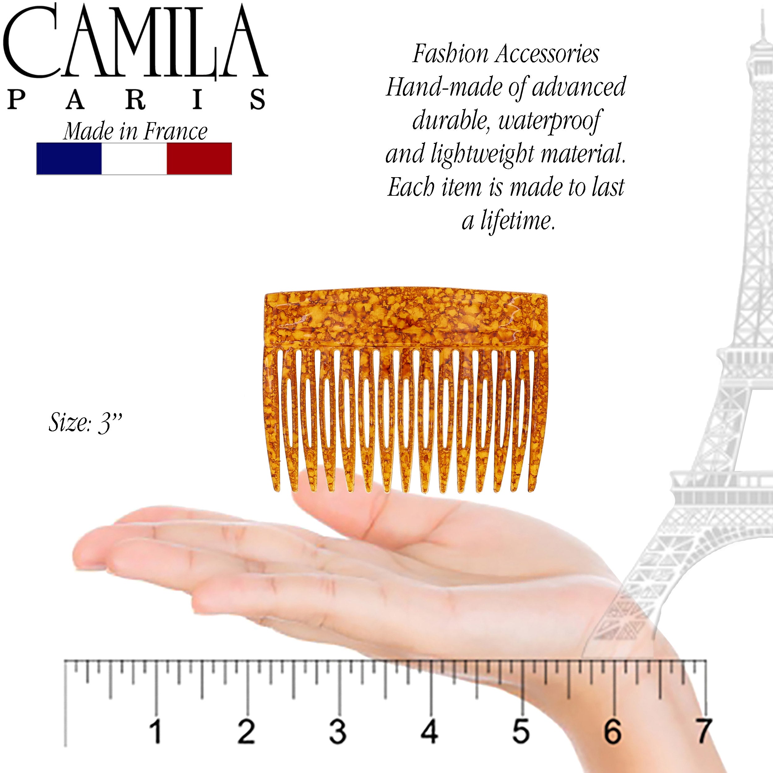 Camila Paris CP2943 Classic Brown French Hair Side Comb for Women
