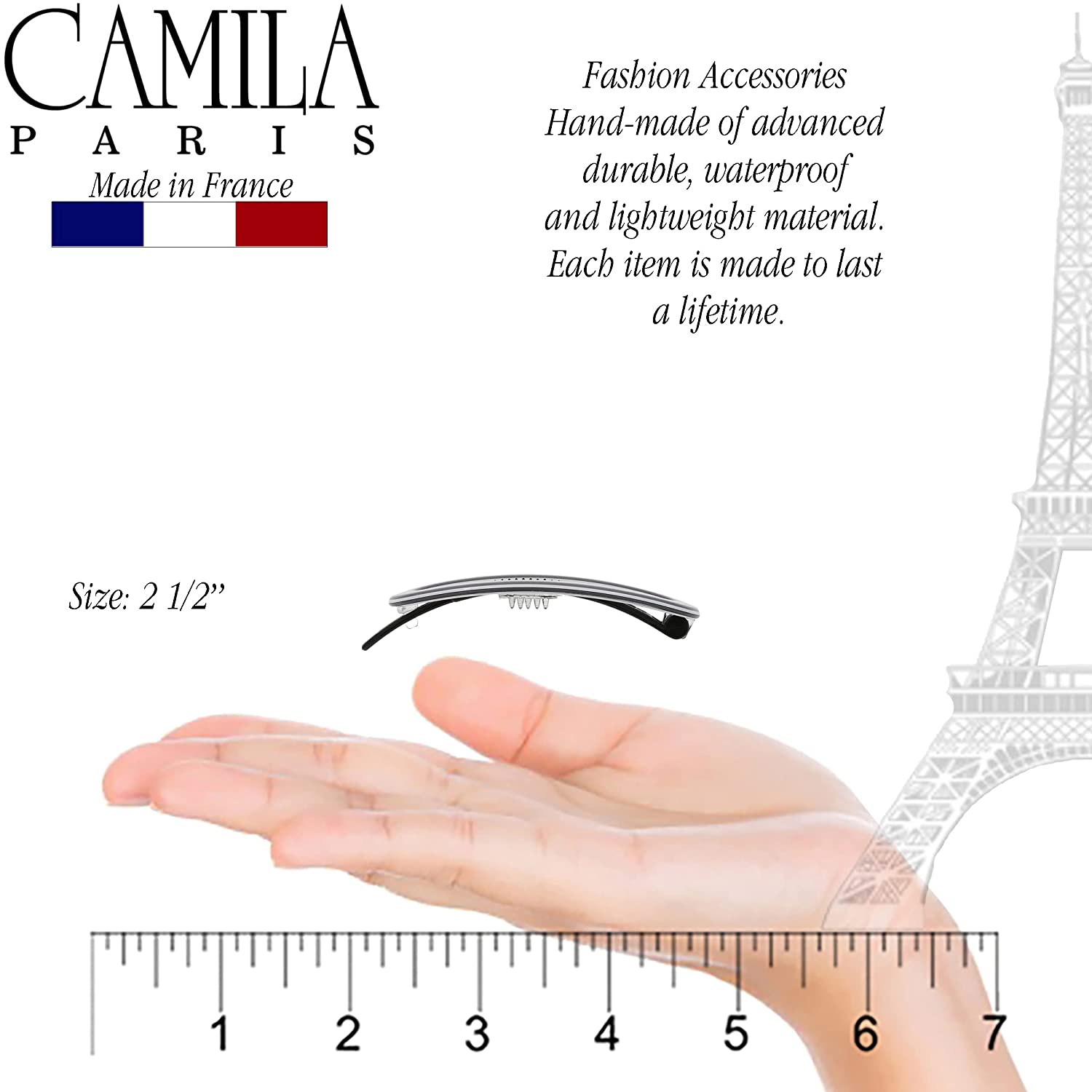 Camila Paris Hair Barrettes Cutout Oval Metal-Free - 2.5"