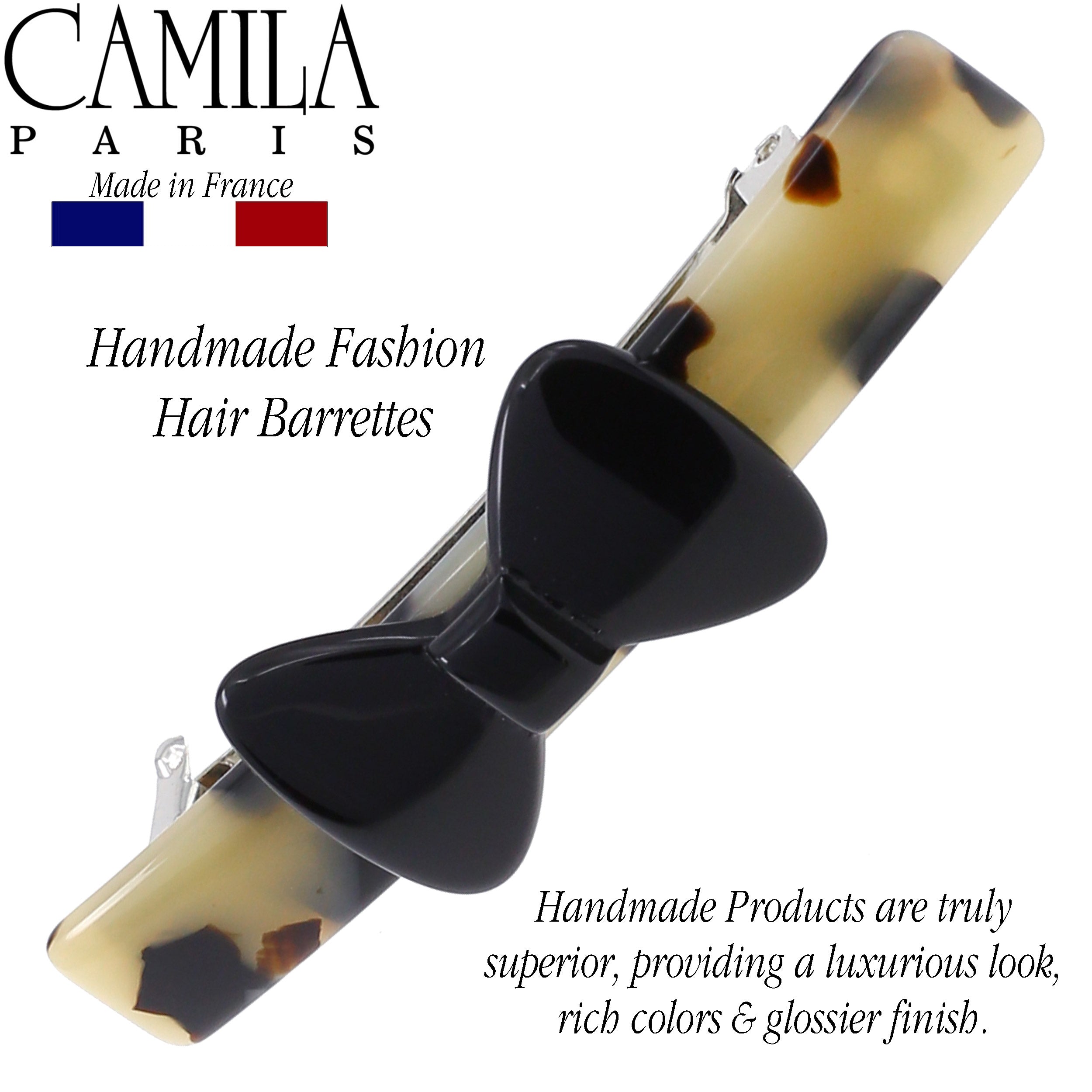 Camila Paris CP2244 Handmade Black French Hair Barrette Automatic