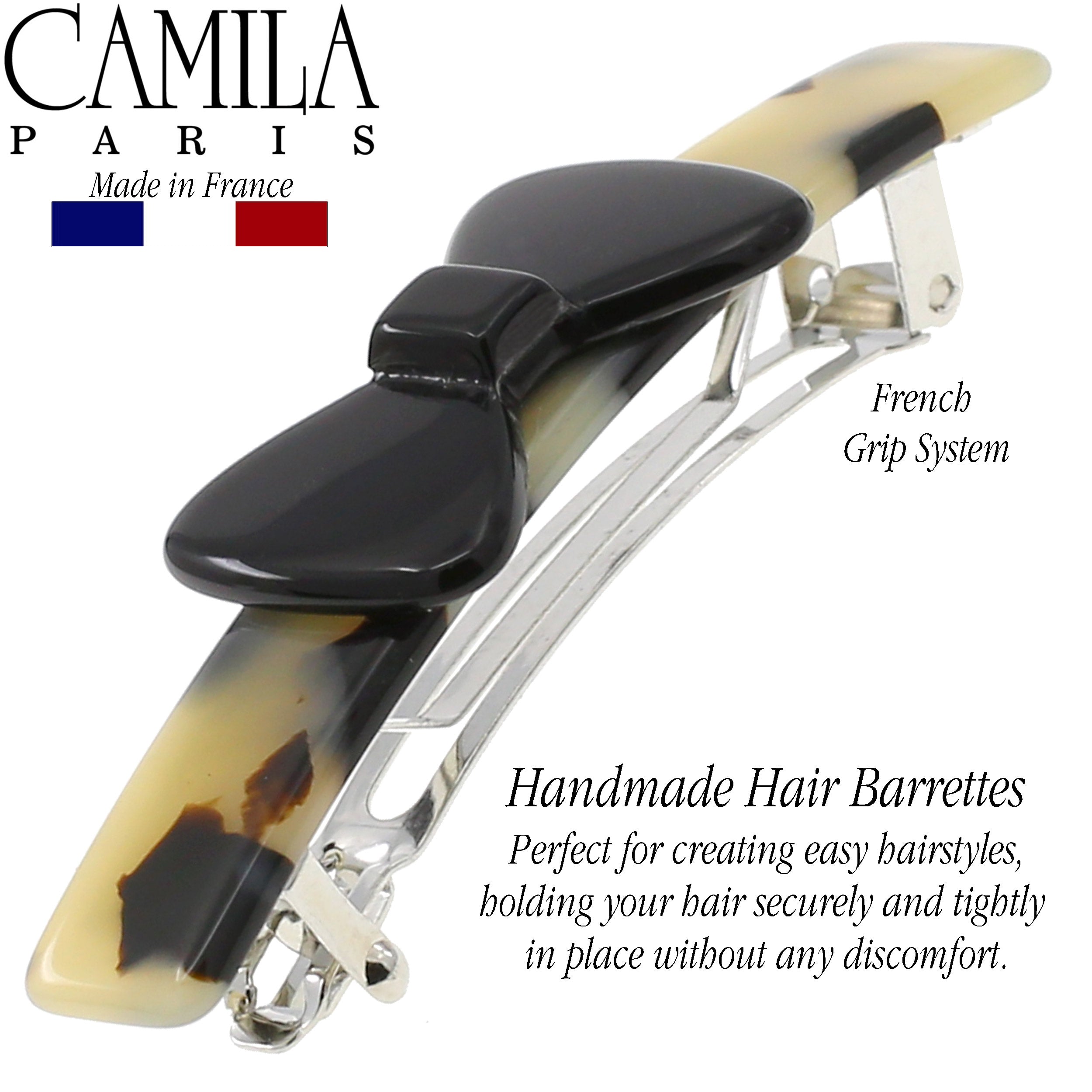 Camila Paris CP2244 Handmade Black French Hair Barrette Automatic