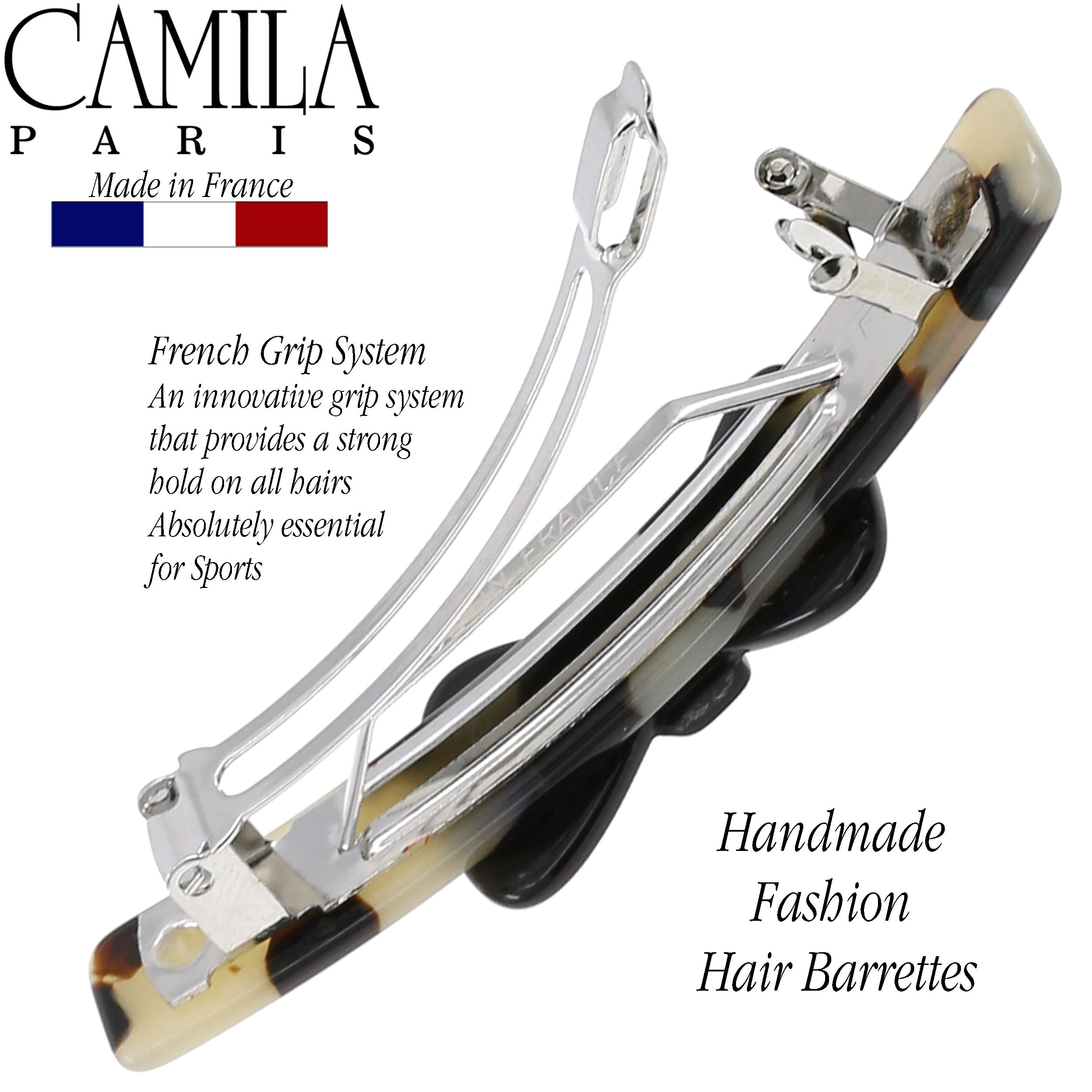 Camila Paris CP2244 Handmade Black French Hair Barrette Automatic