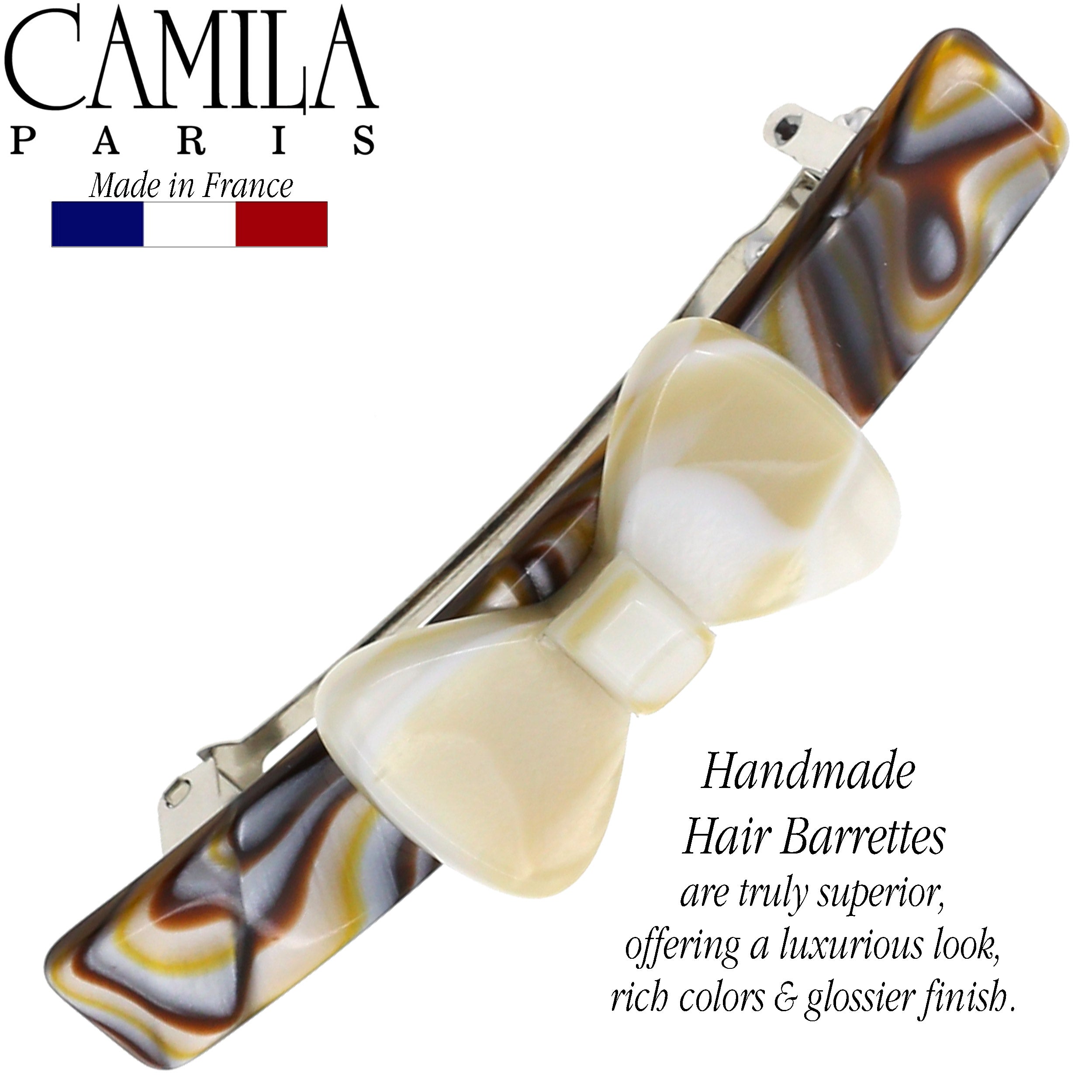 Camila Paris CP2244 Handmade Black French Hair Barrette Automatic