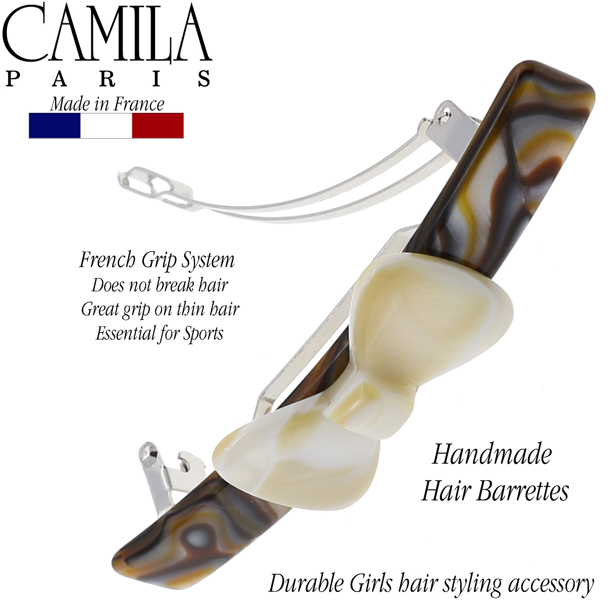 Camila Paris CP2244 Handmade Black French Hair Barrette Automatic