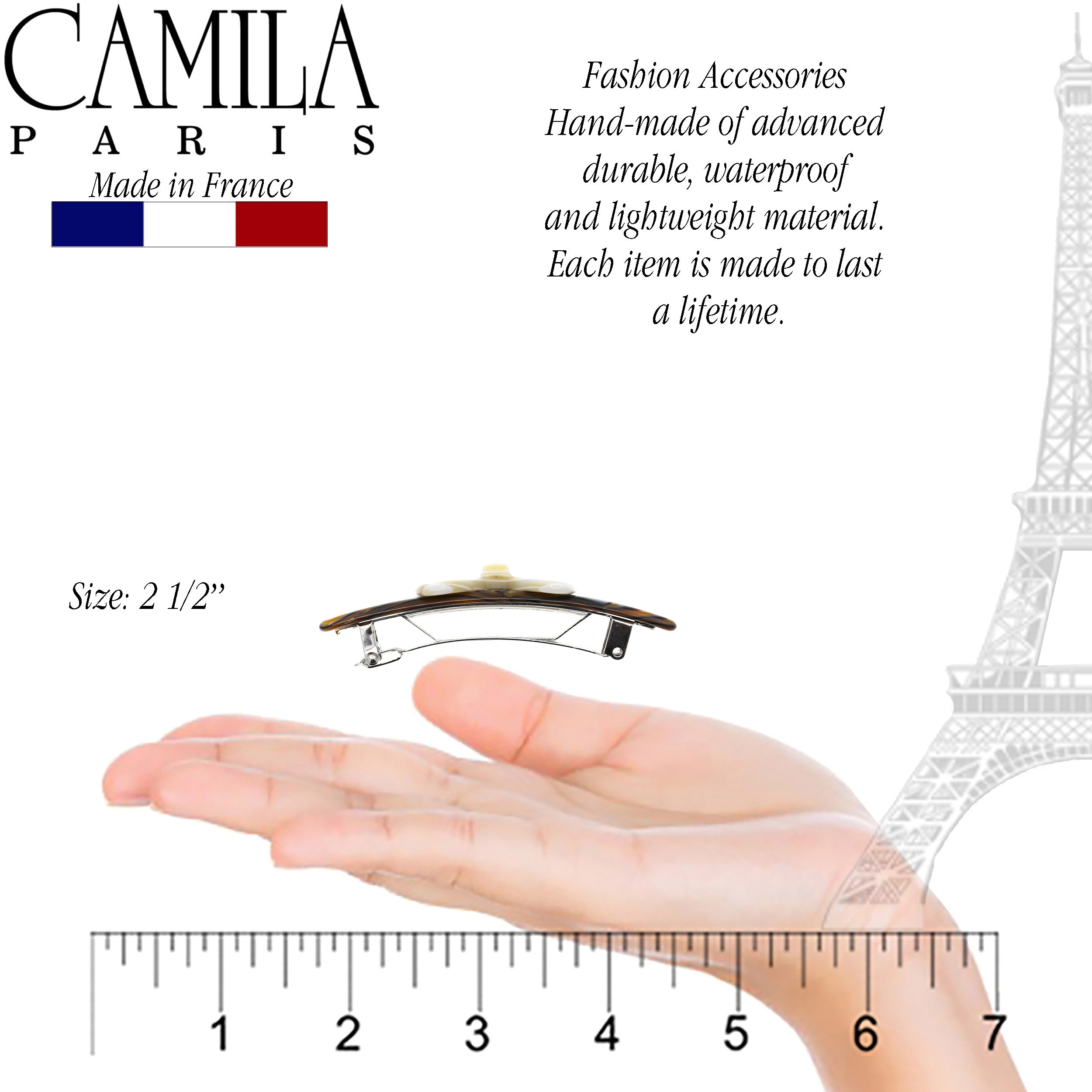 Camila Paris CP2244 Handmade Black French Hair Barrette Automatic