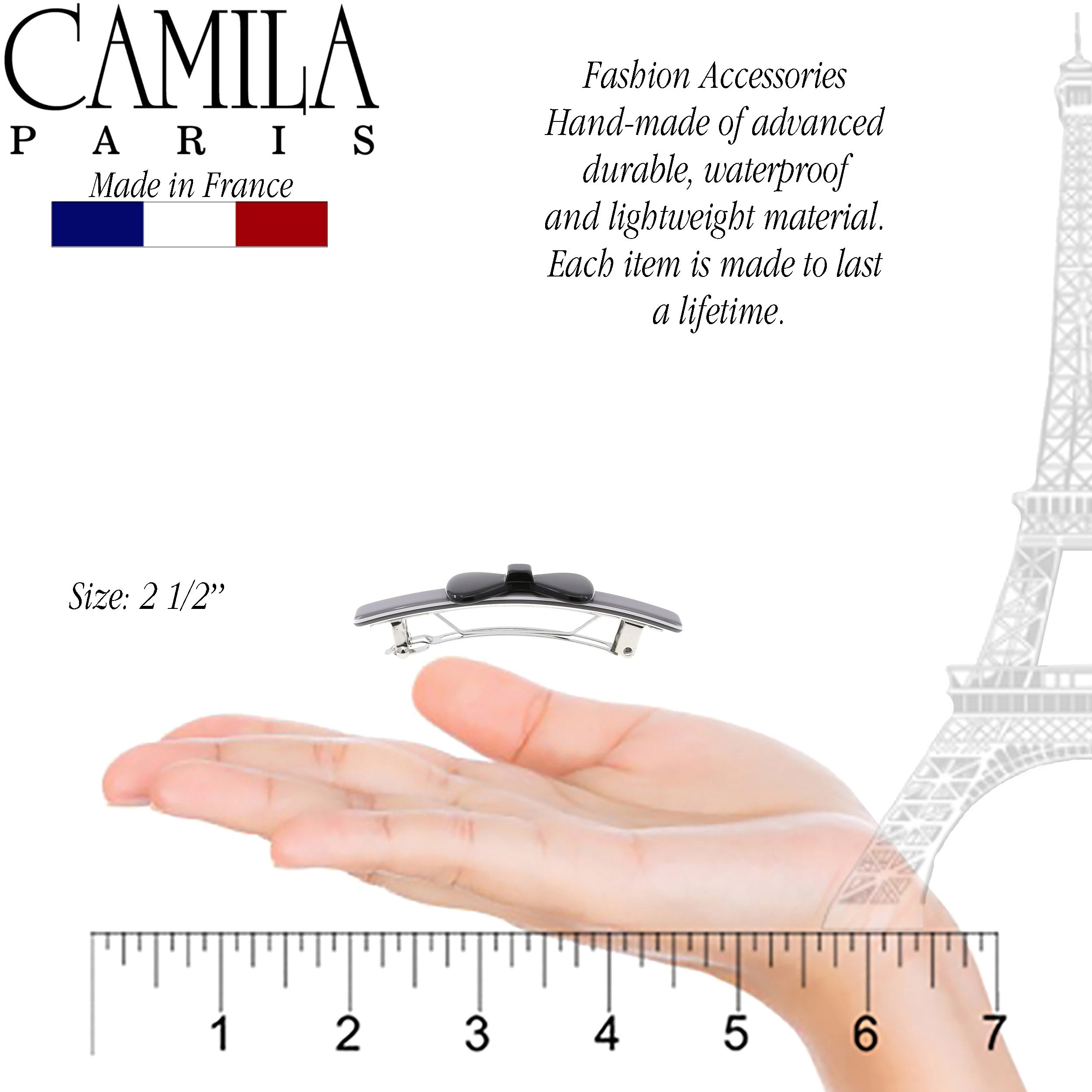 Camila Paris CP2244 Handmade Black French Hair Barrette Automatic