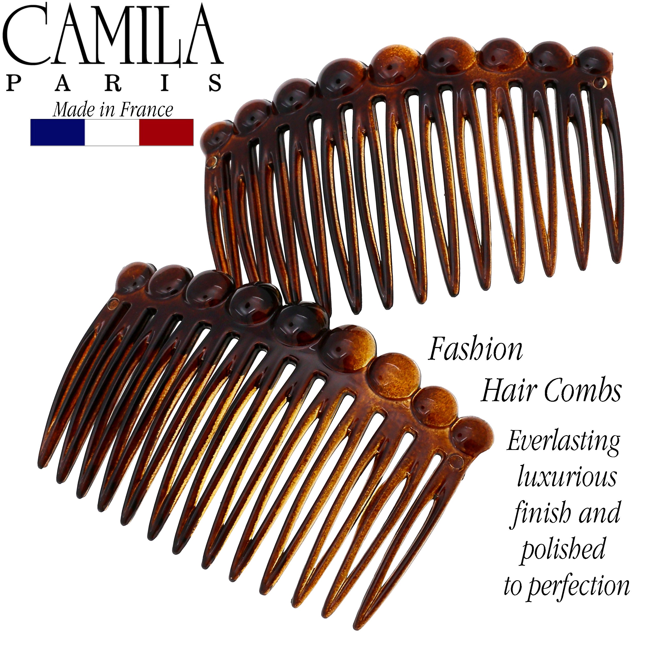Camila Paris CP33-2 Tortoise Shell French Hair Side Comb for Women