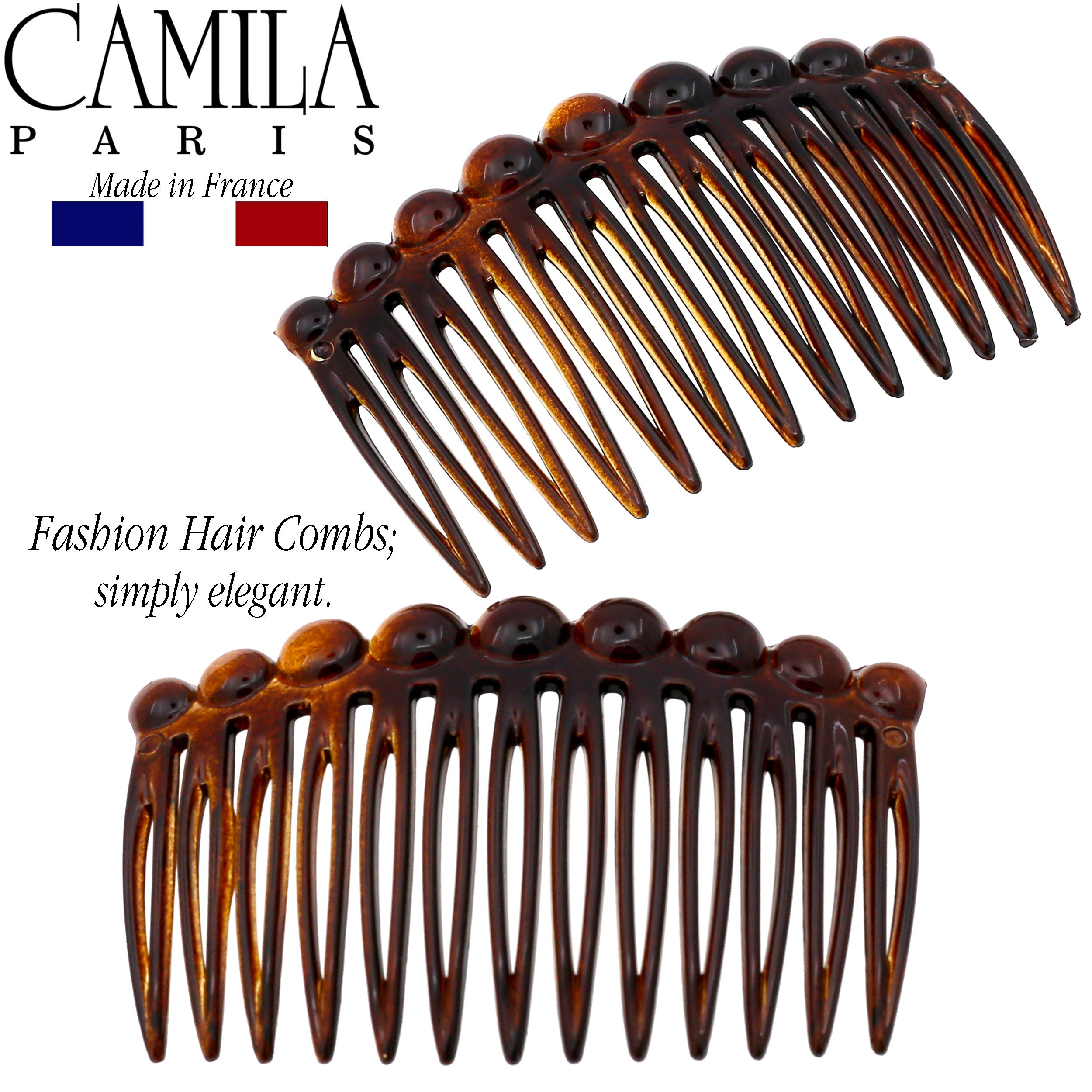Camila Paris CP33-2 Tortoise Shell French Hair Side Comb for Women