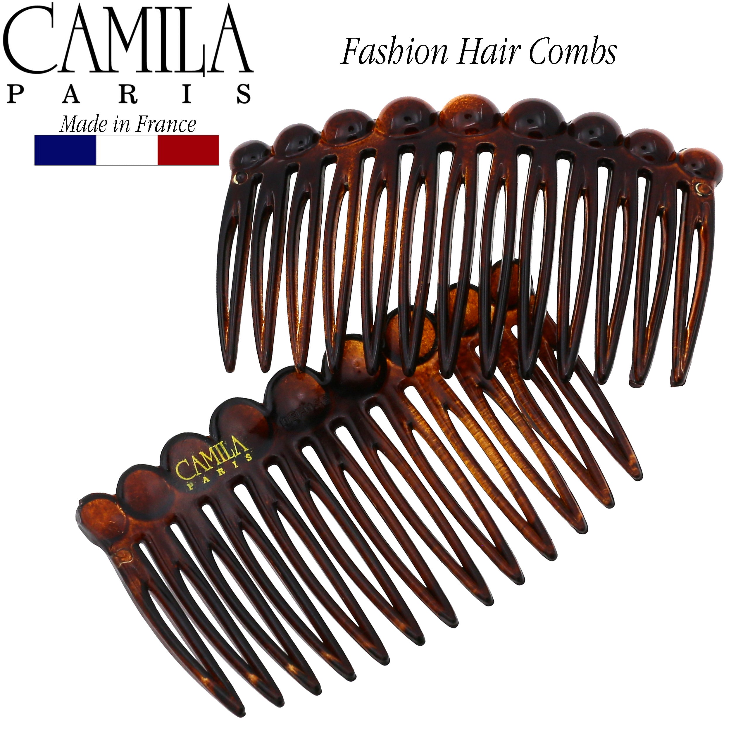 Camila Paris CP33-2 Tortoise Shell French Hair Side Comb for Women