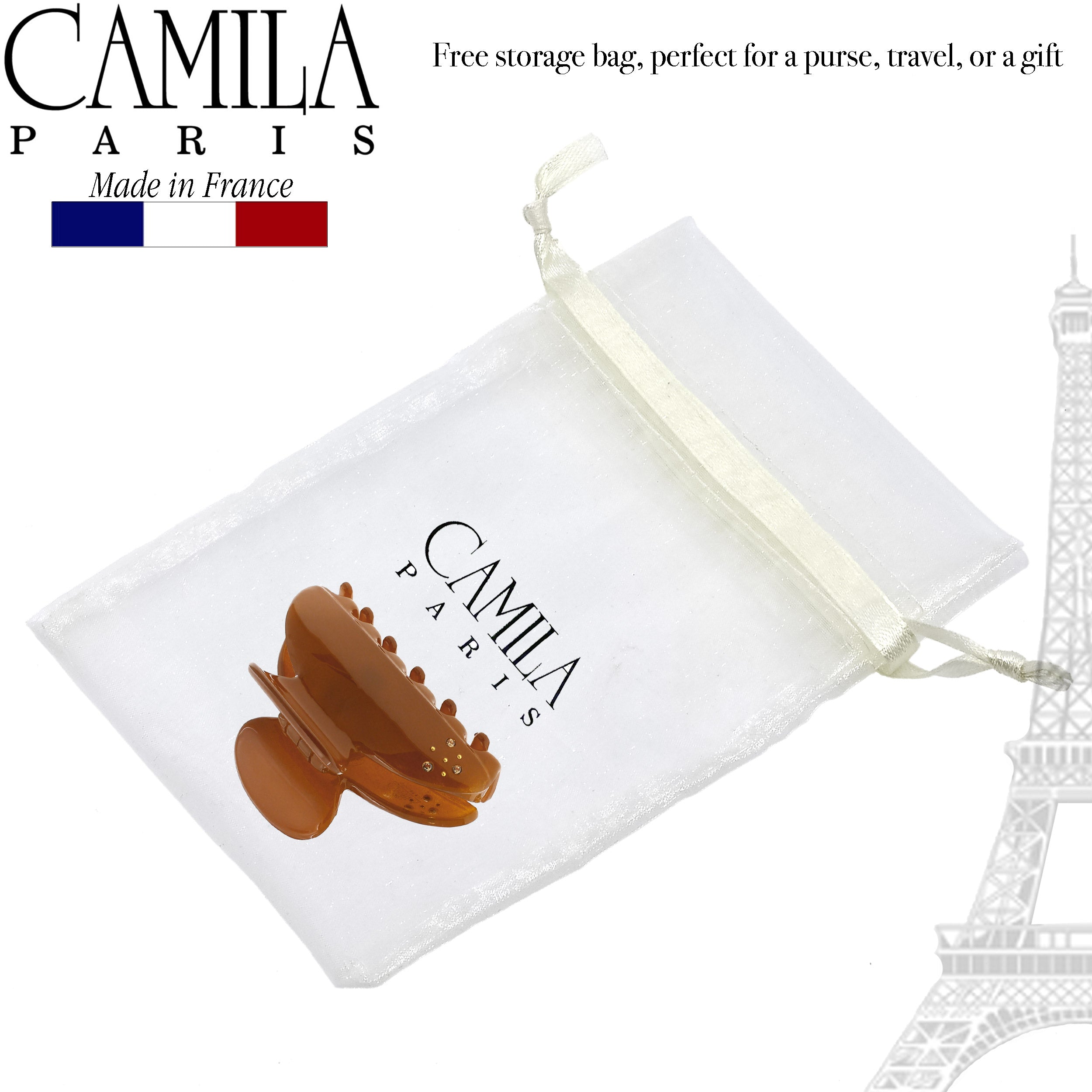 Camila Paris French-Made Hair Claw Clips for Thick Volume with Swarovski Crystals