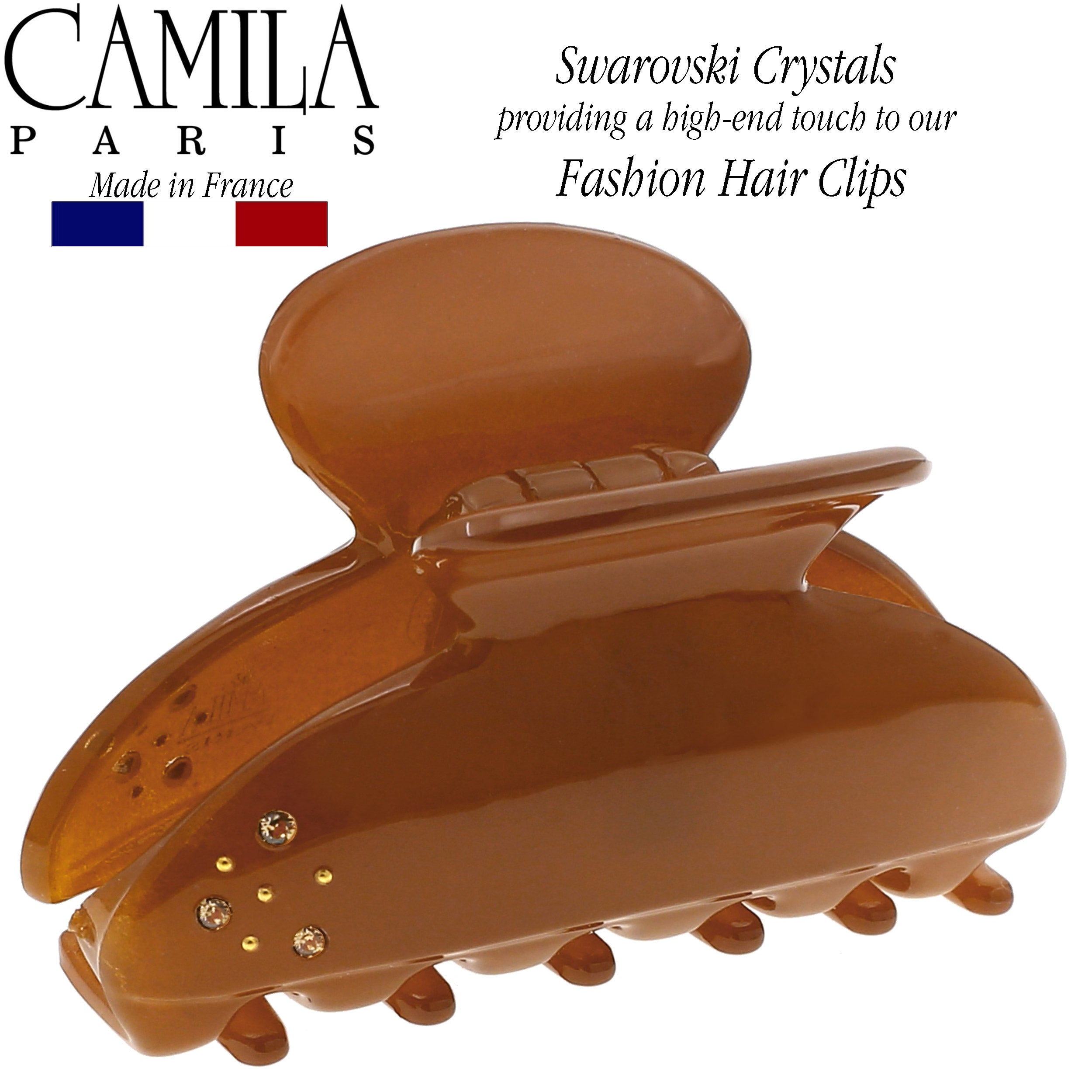 Camila Paris French-Made Hair Claw Clips for Thick Volume with Swarovski Crystals
