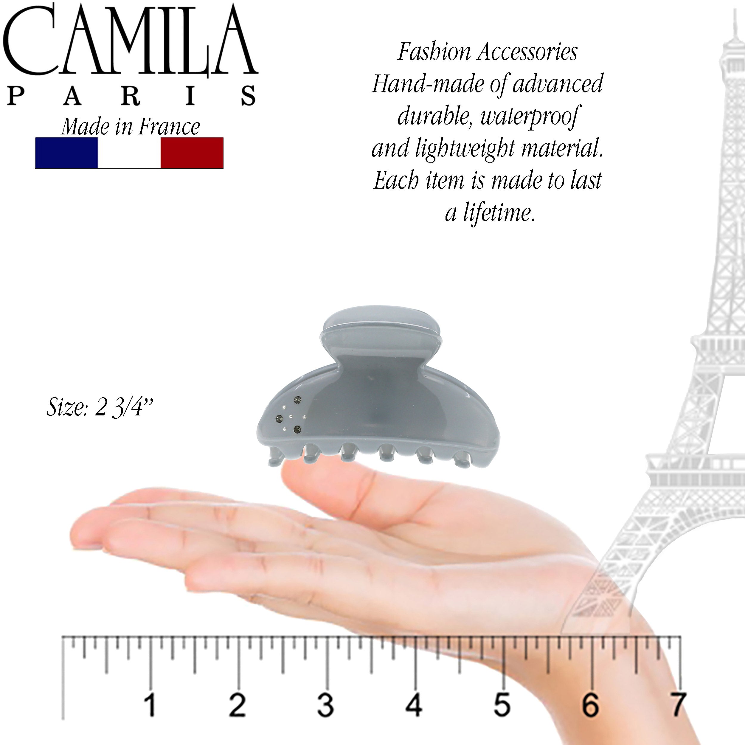 Camila Paris French-Made Hair Claw Clips for Thick Volume with Swarovski Crystals