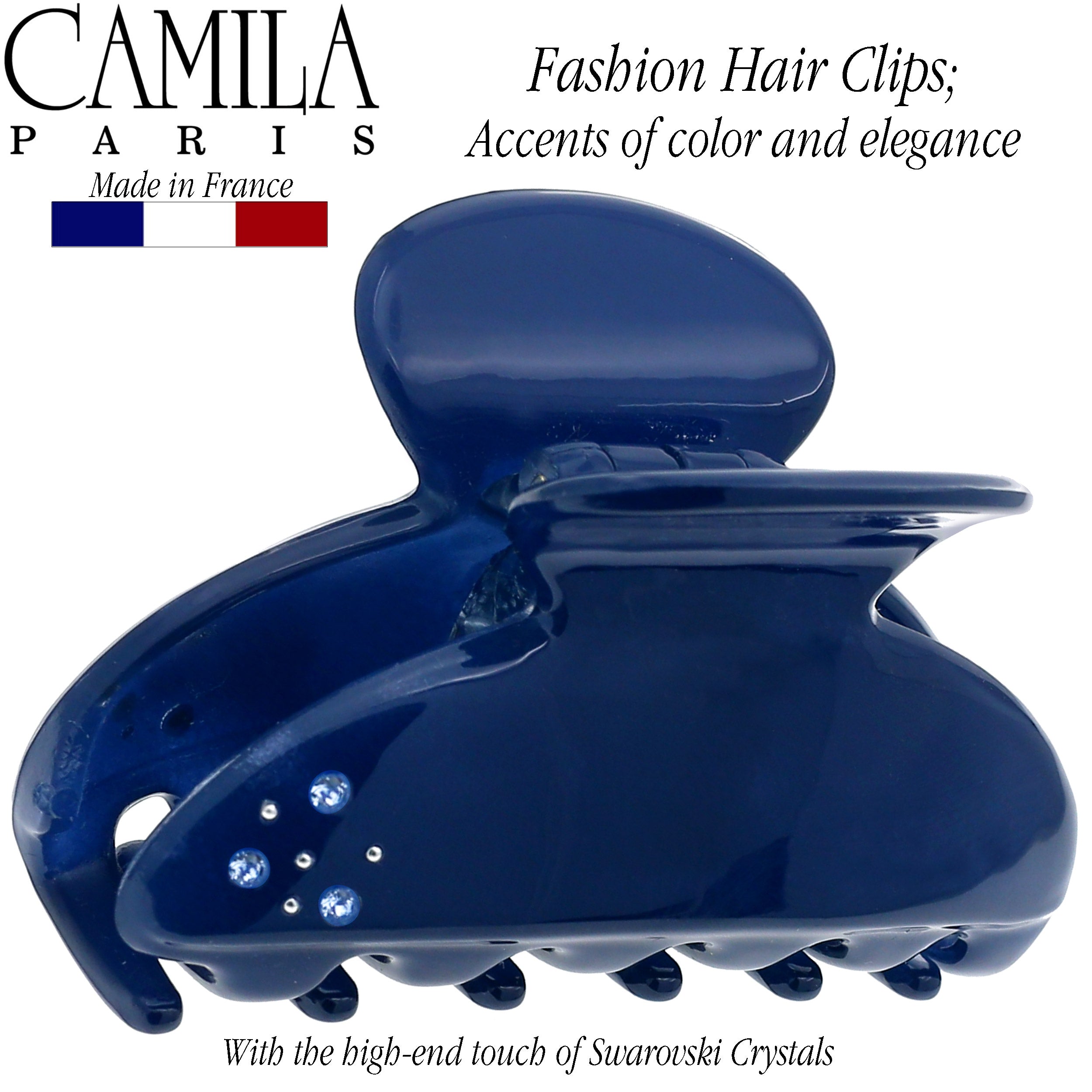 Camila Paris French-Made Hair Claw Clips for Thick Volume with Swarovski Crystals