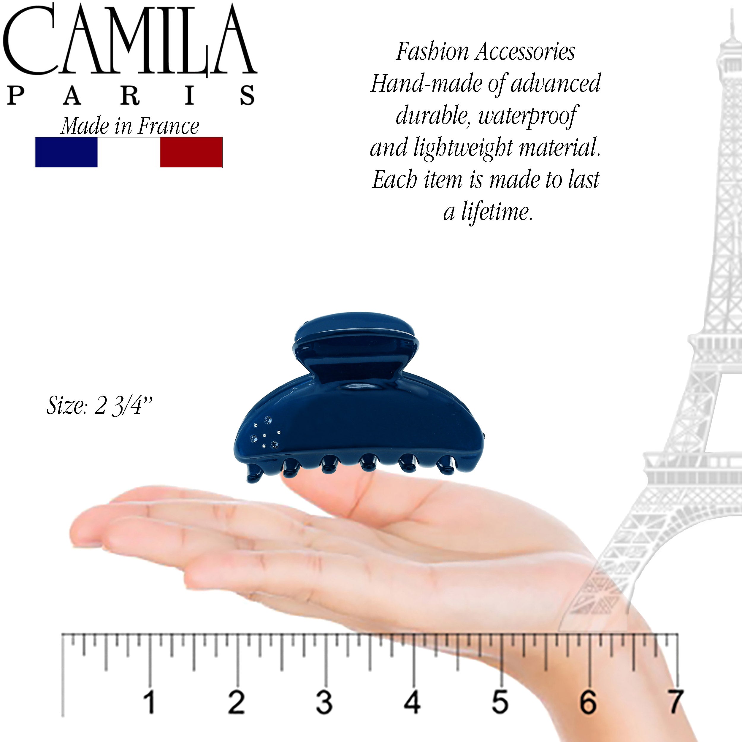 Camila Paris French-Made Hair Claw Clips for Thick Volume with Swarovski Crystals