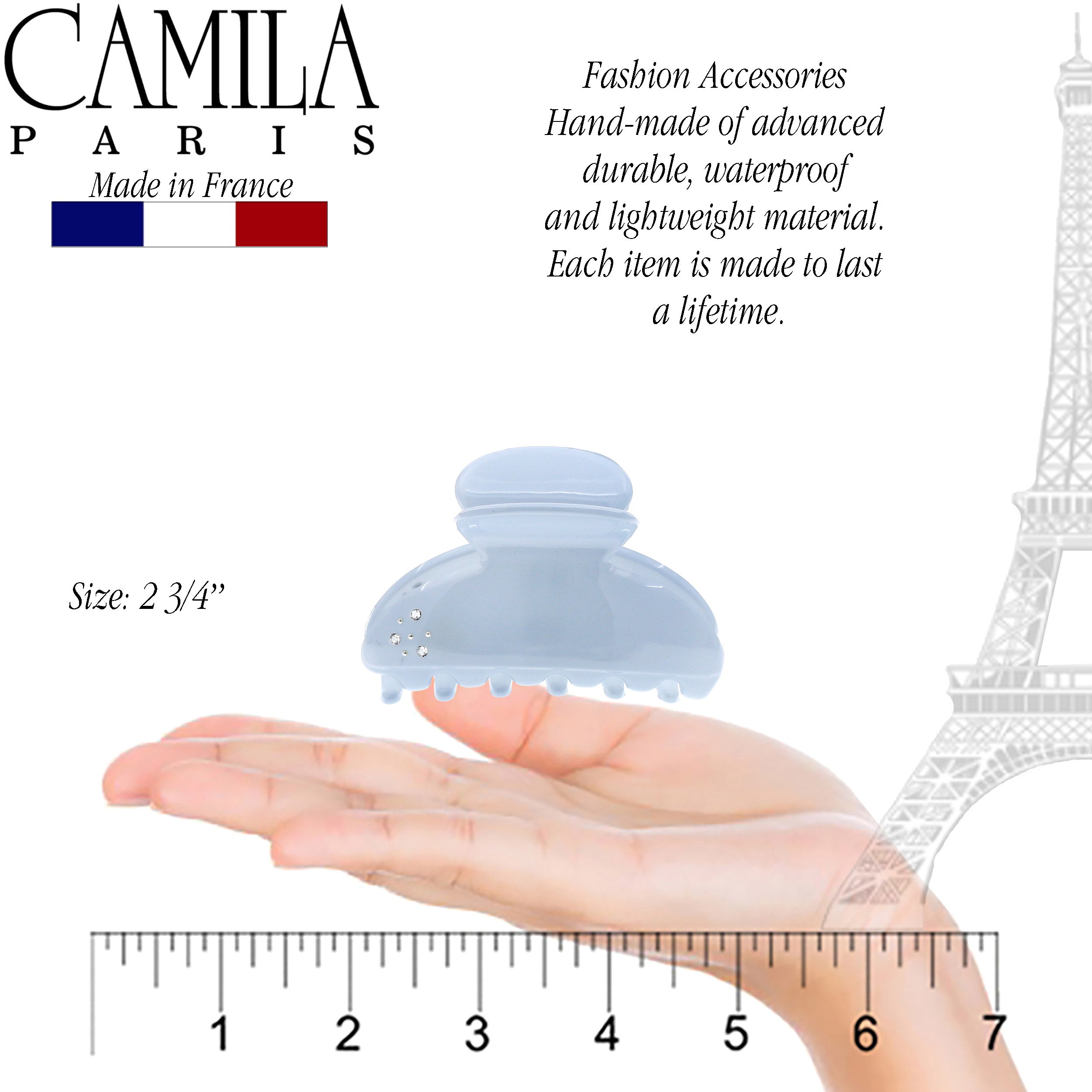 Camila Paris French-Made Hair Claw Clips for Thick Volume with Swarovski Crystals