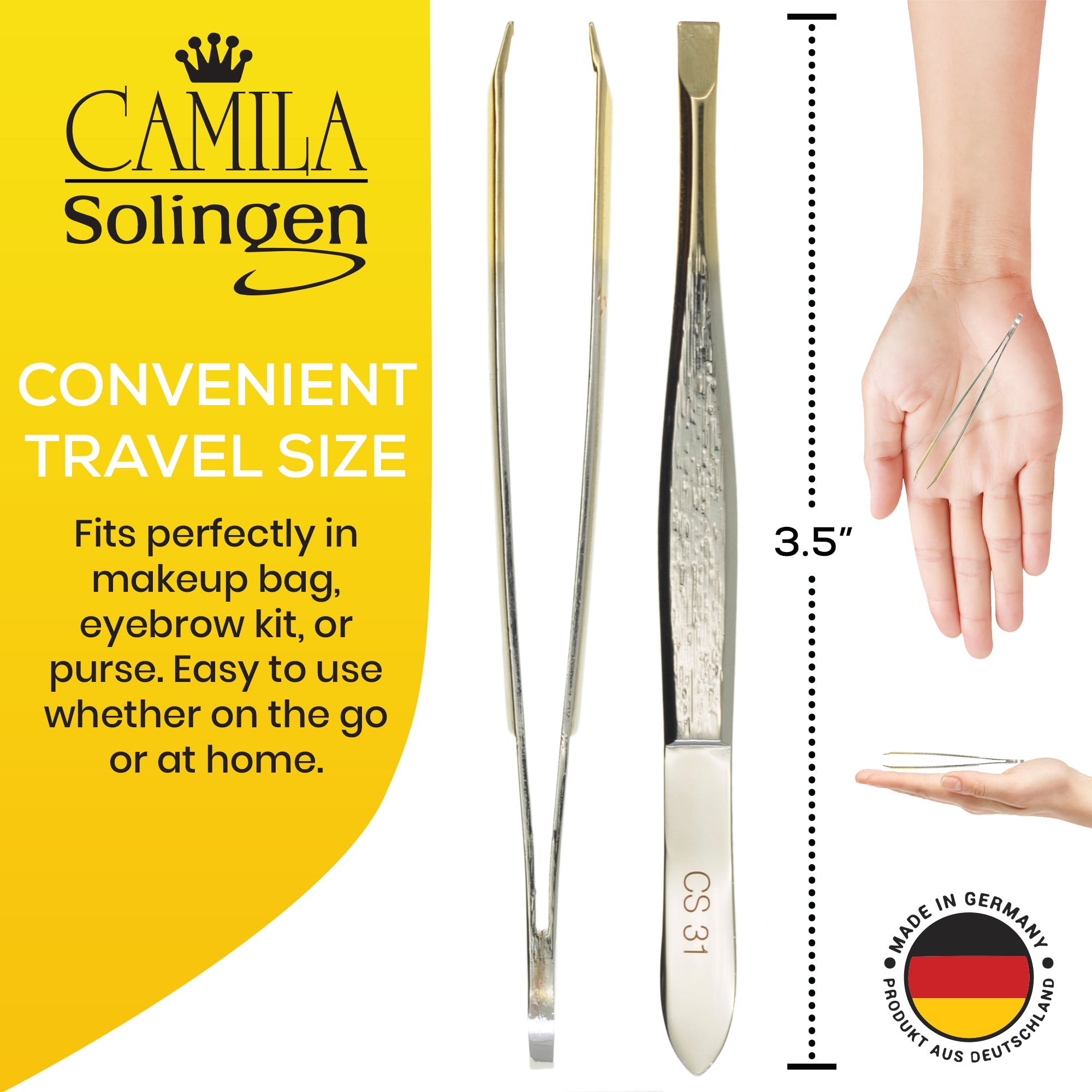 3.5" Gold Plated Straight Tip Tweezers