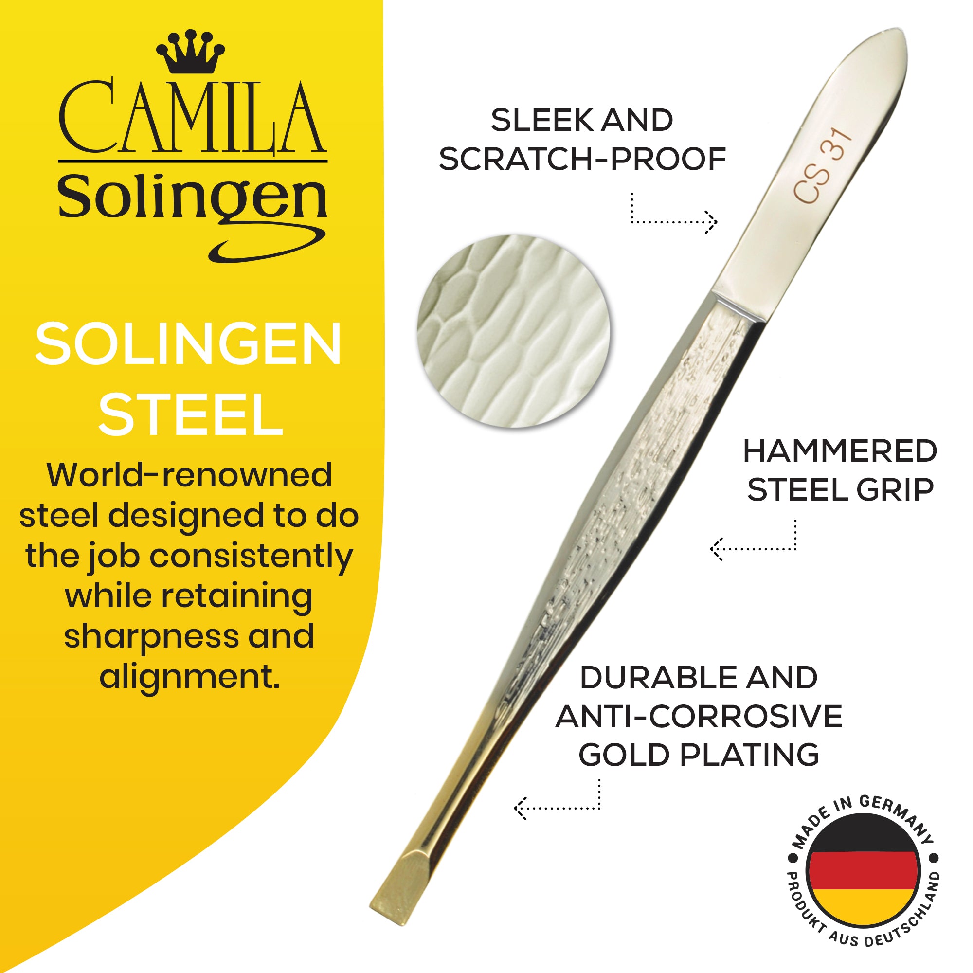 3.5" Gold Plated Straight Tip Tweezers