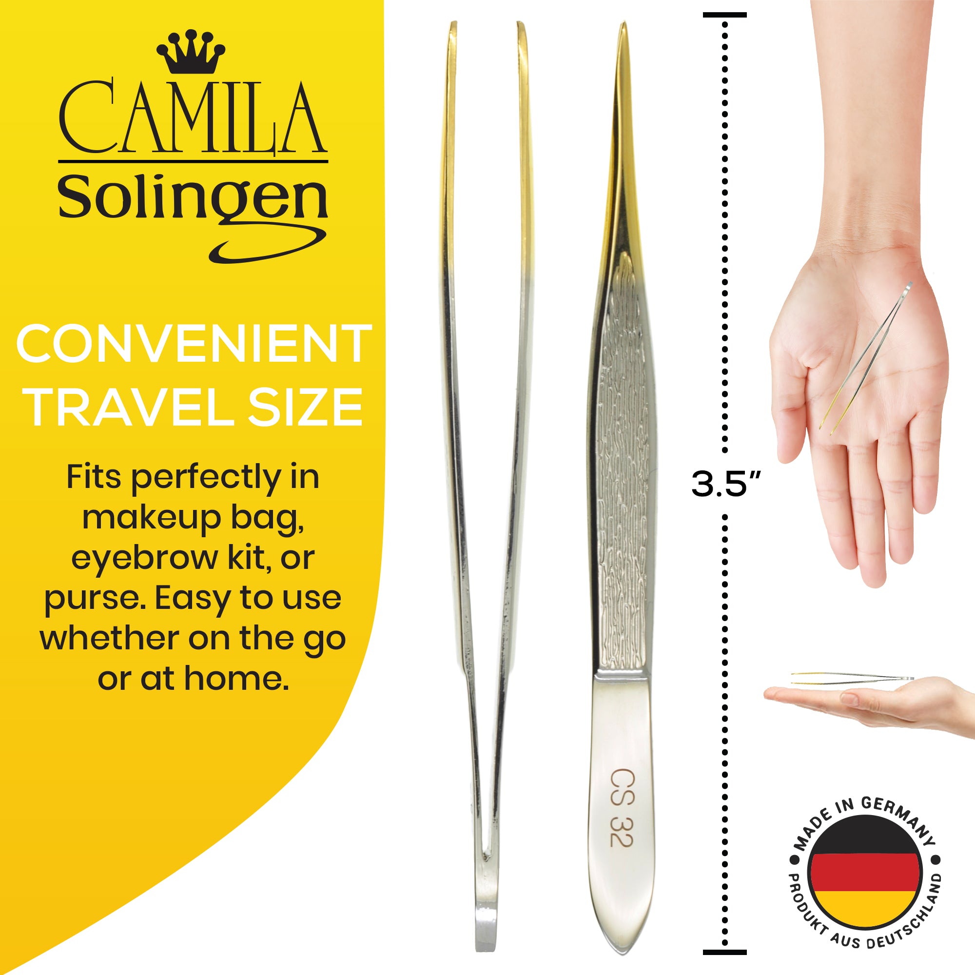 3.5" Gold Plated Pointed Tip Tweezers