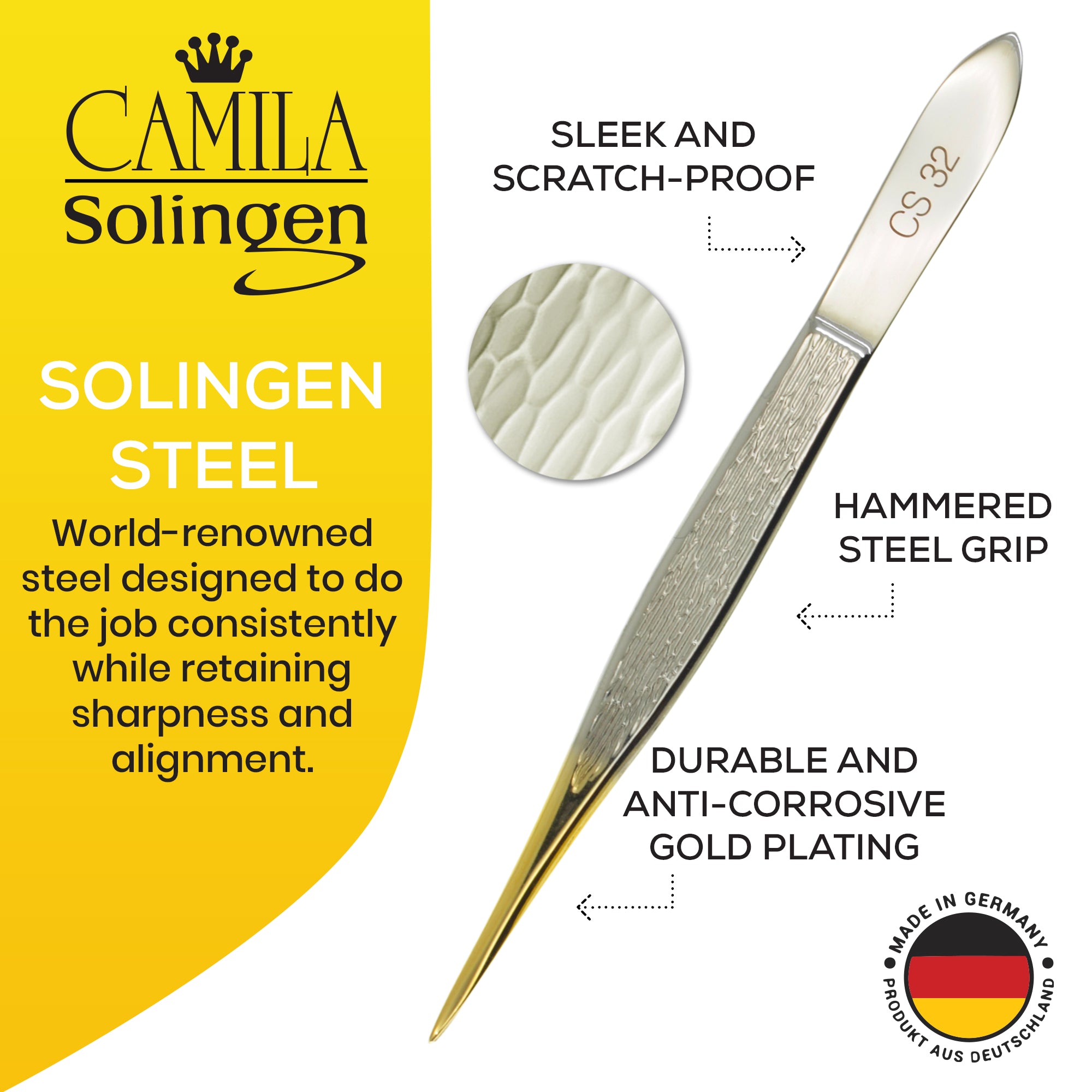 3.5" Gold Plated Pointed Tip Tweezers