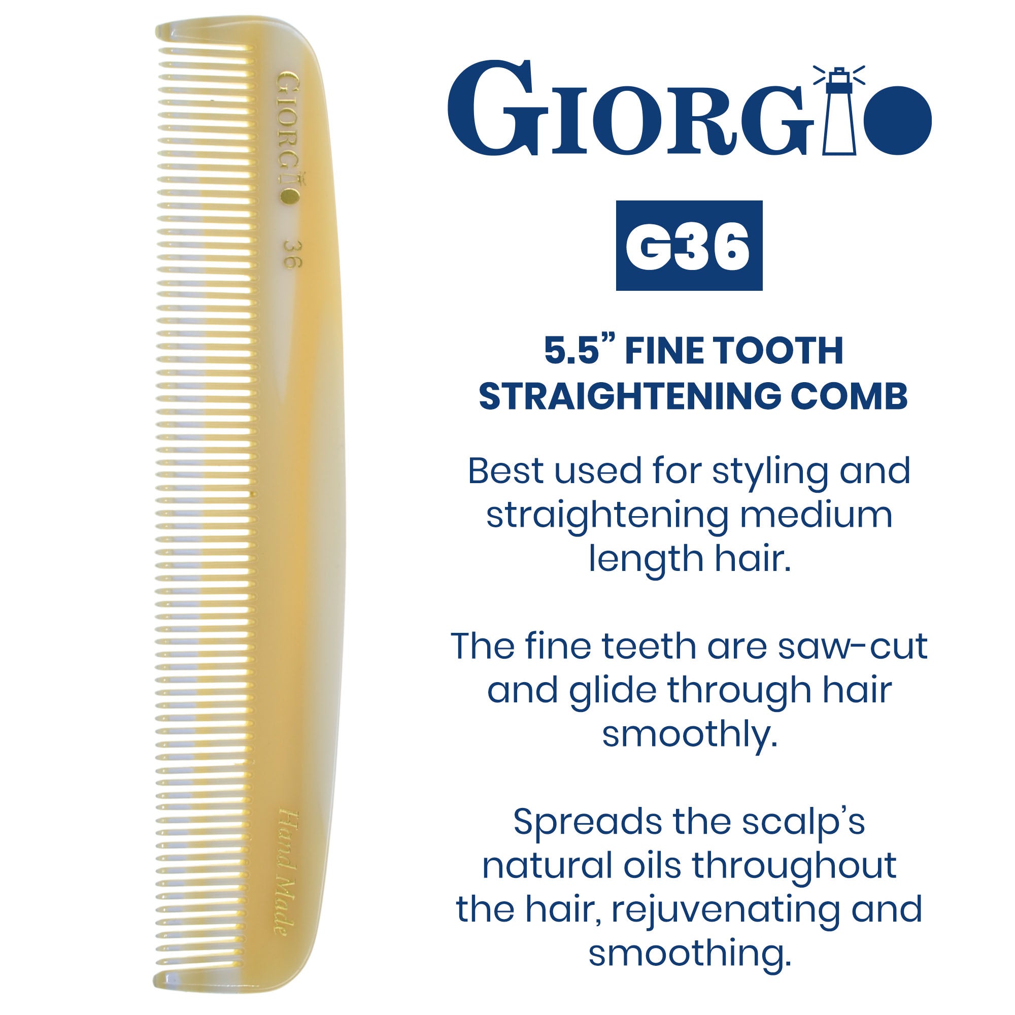 5.5" Handmade Wide Tooth Detangling Comb