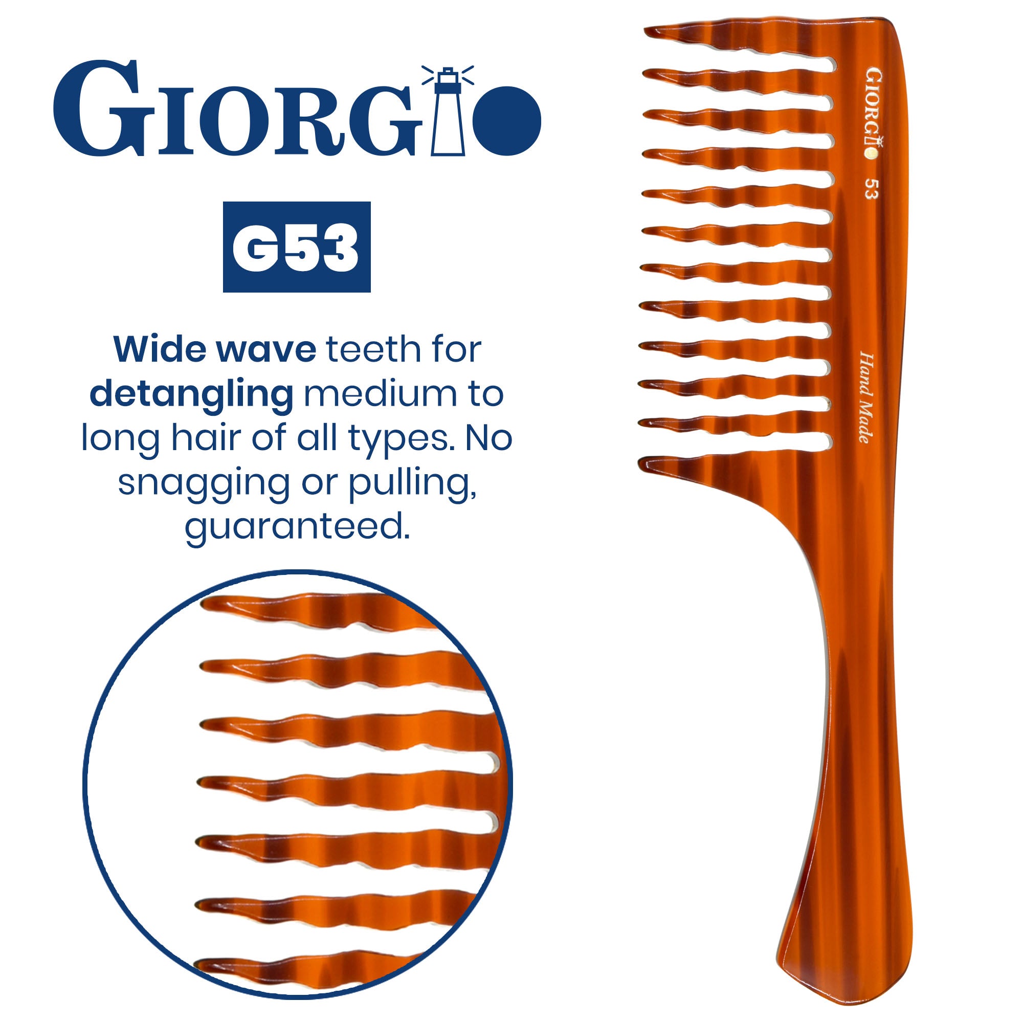 8" Handmade Wide Tooth Detangling Comb