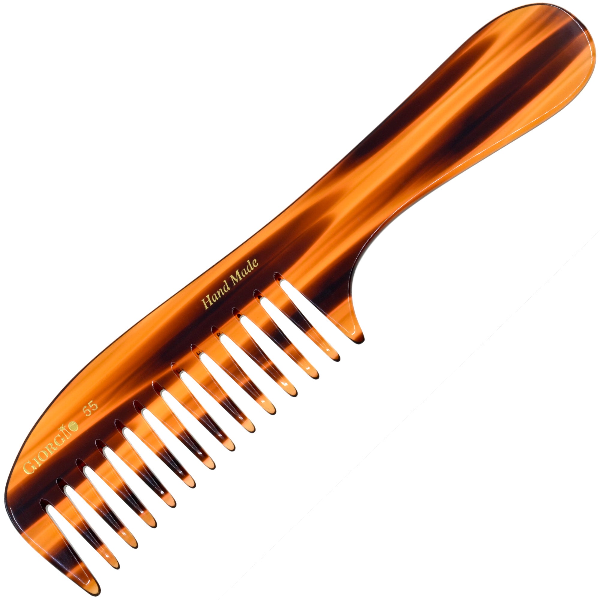 8" Handmade Wide Tooth Detangling Comb with Handle