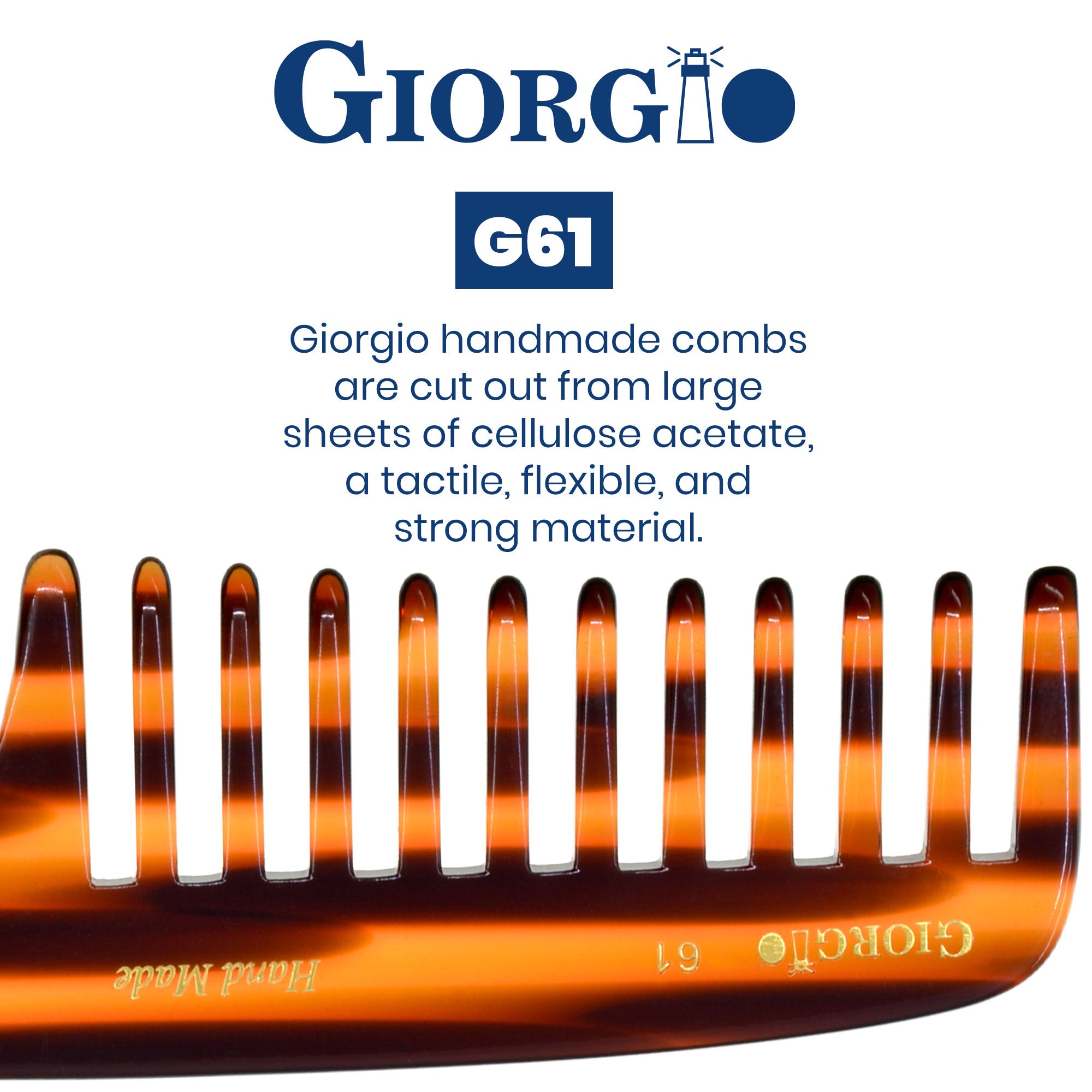7" Handmade Wide Tooth Detangling Comb with Handle