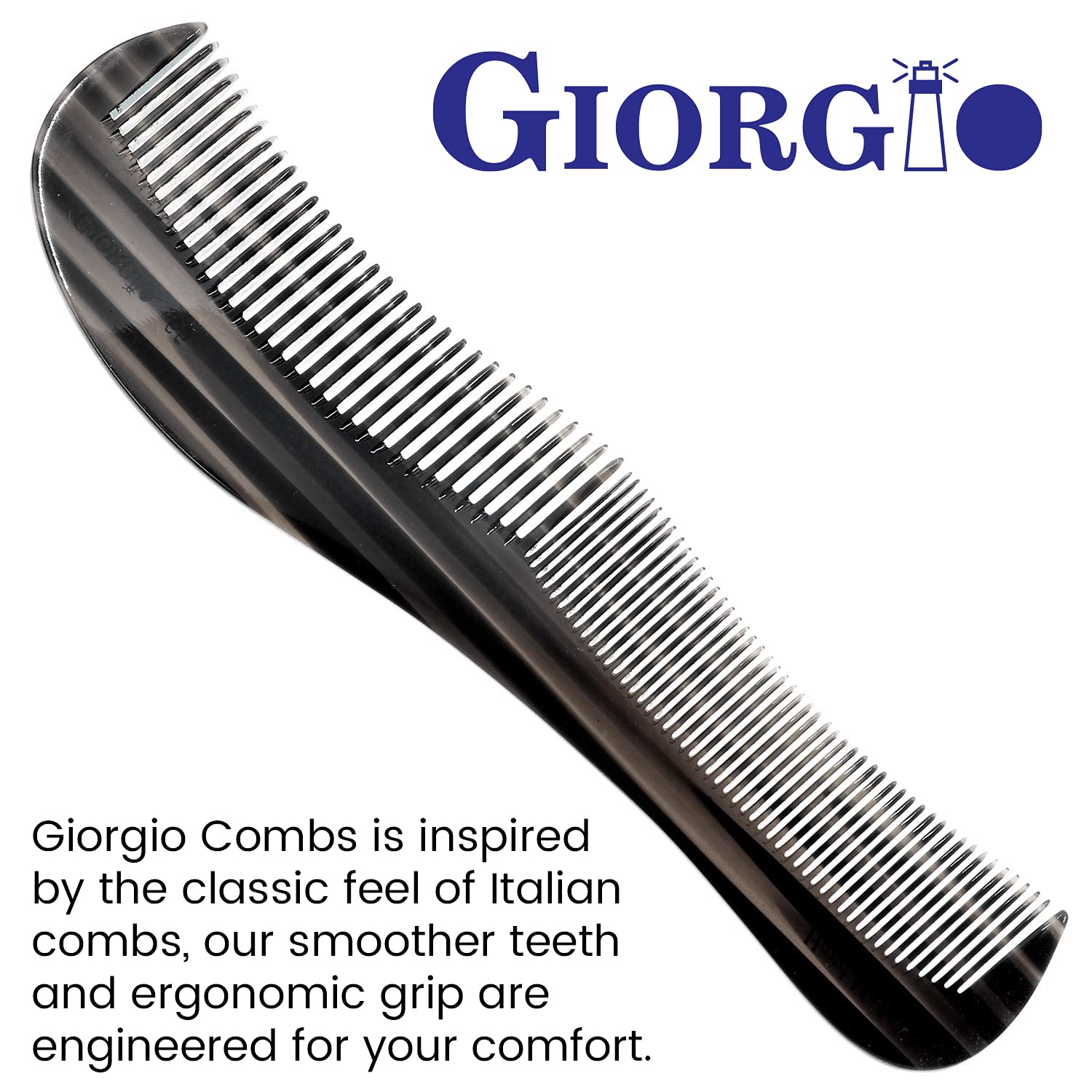 Giorgio Handmade Contour Hair Comb Saw Cut and Hand Polished