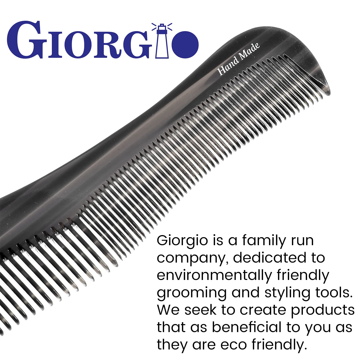 Giorgio Handmade Contour Hair Comb Saw Cut and Hand Polished