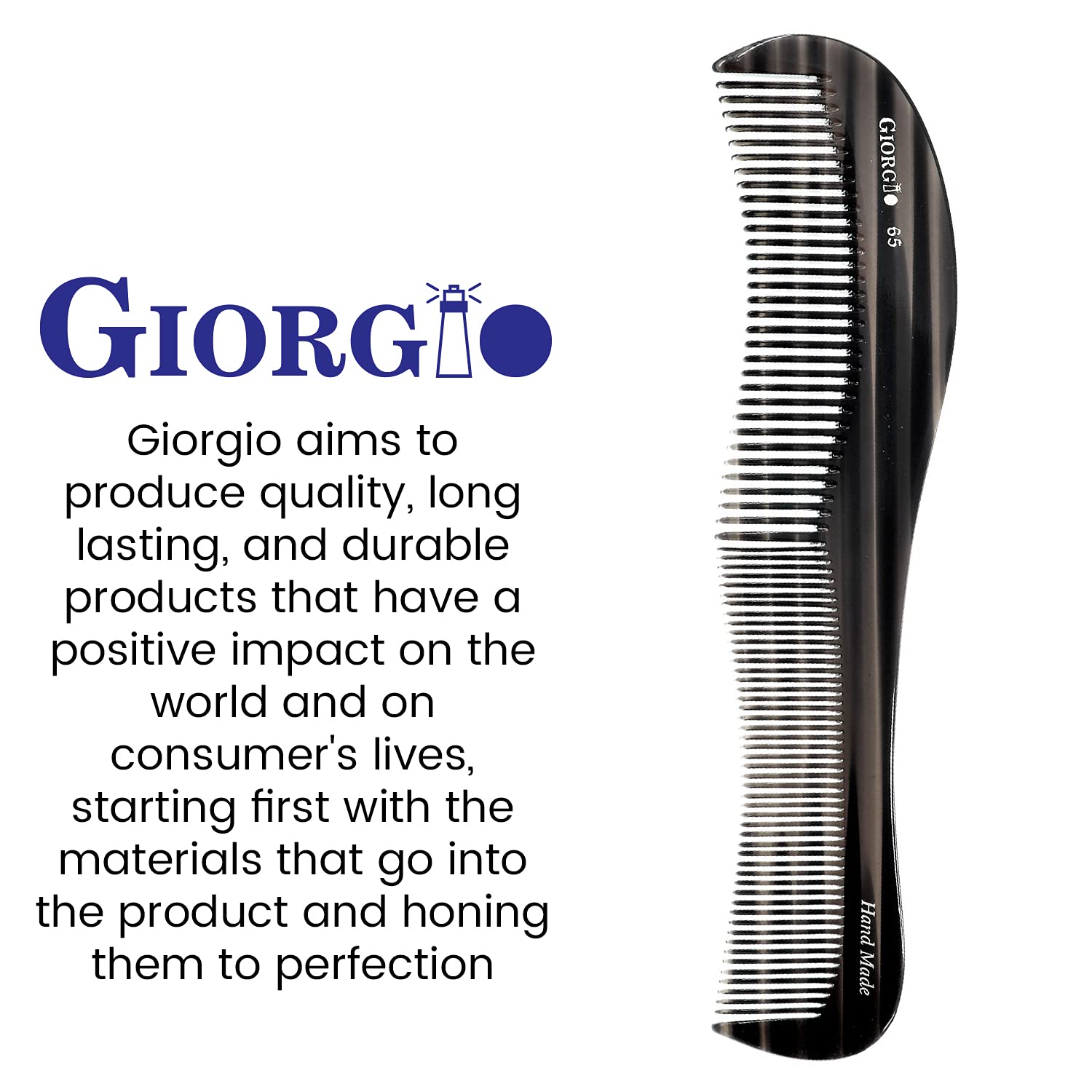 Giorgio Handmade Contour Hair Comb Saw Cut and Hand Polished